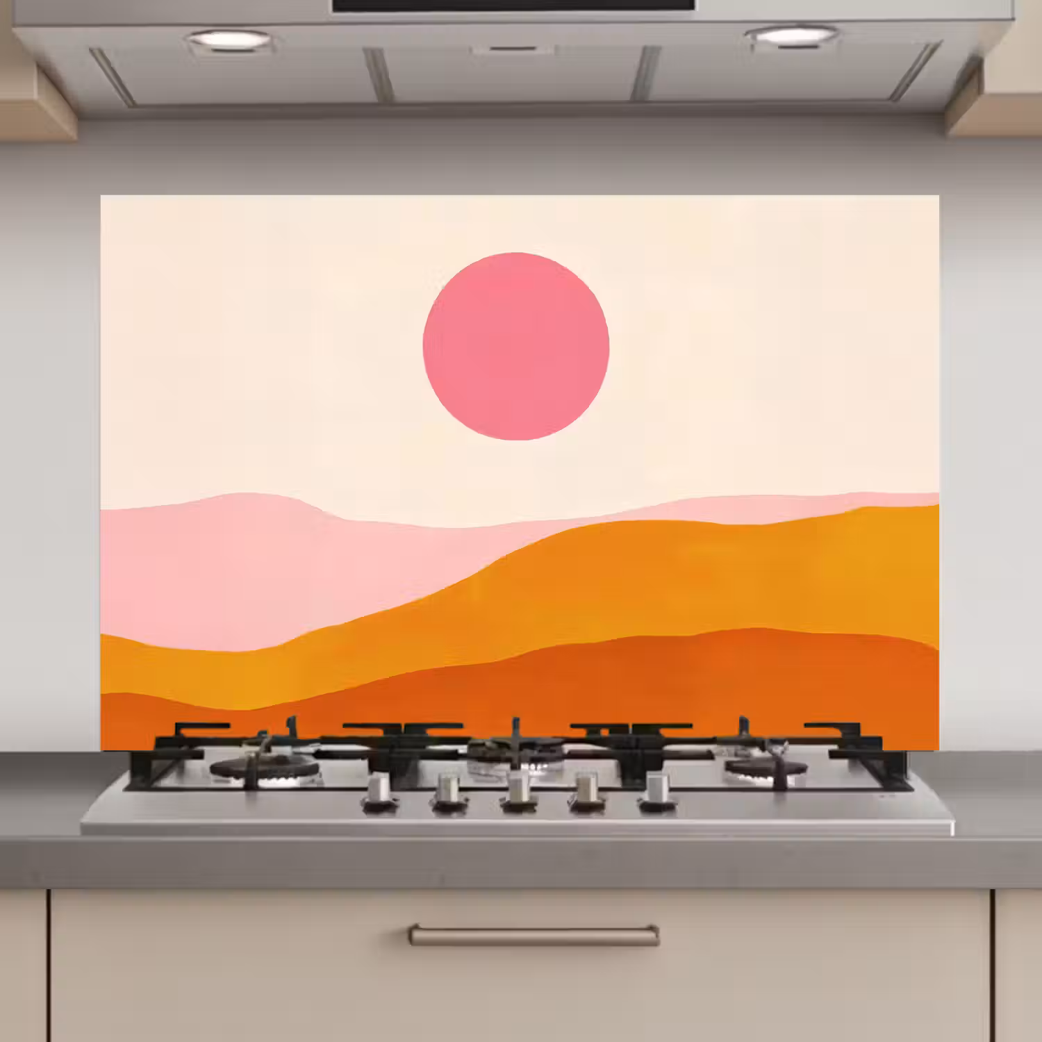 Zon - Heuvels - Abstract - Roze keuken achterwand spatscherm klein -3d_website