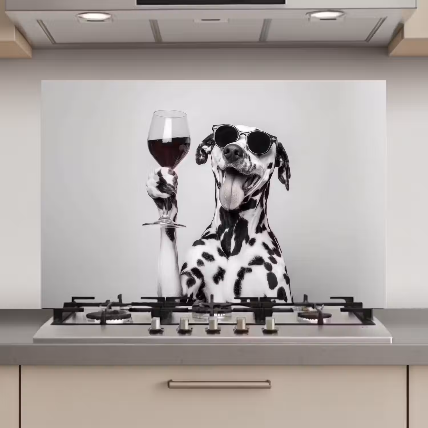 Zonnebril - Dalmatiër - Wijnglas - Tong keuken achterwand spatscherm klein -3d_website
