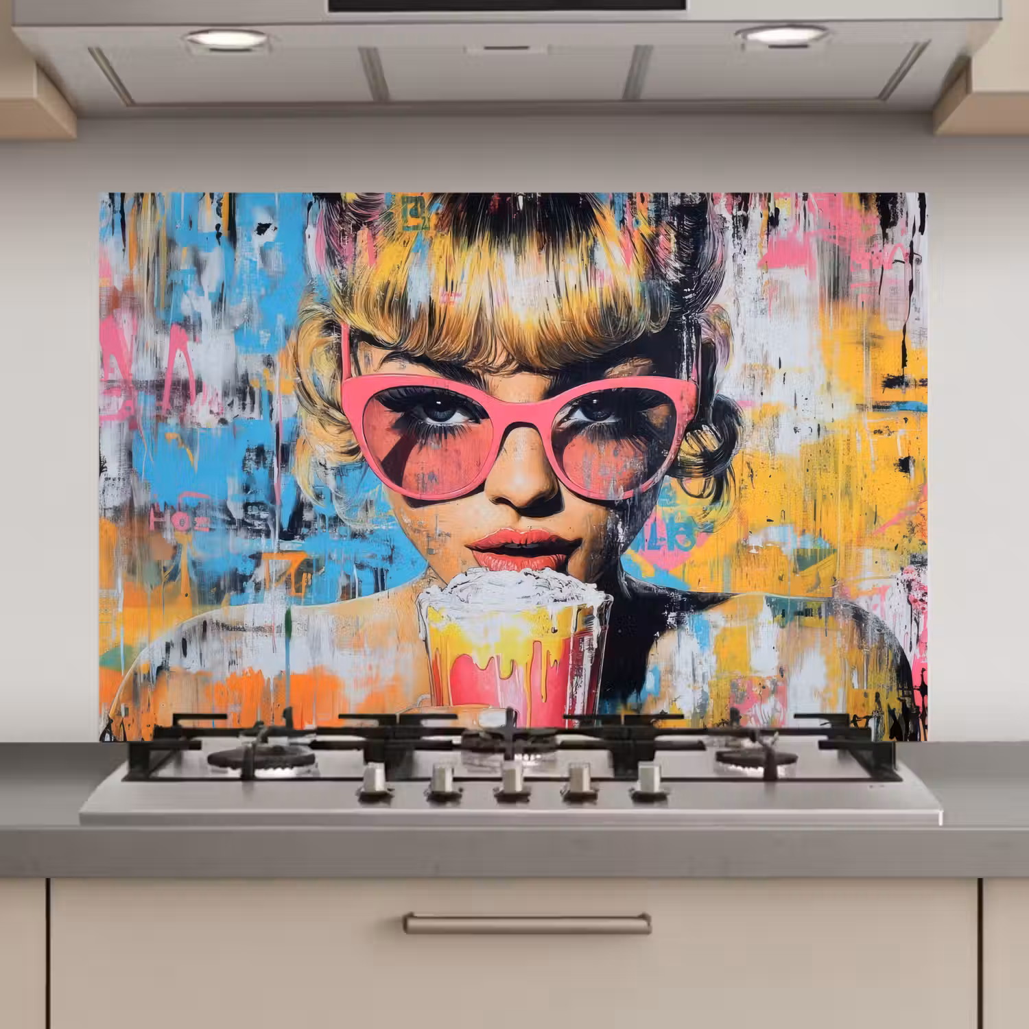Zonnebril - Vrouw - Kleurrijk - Verfspetters keuken achterwand spatscherm klein -3d_website