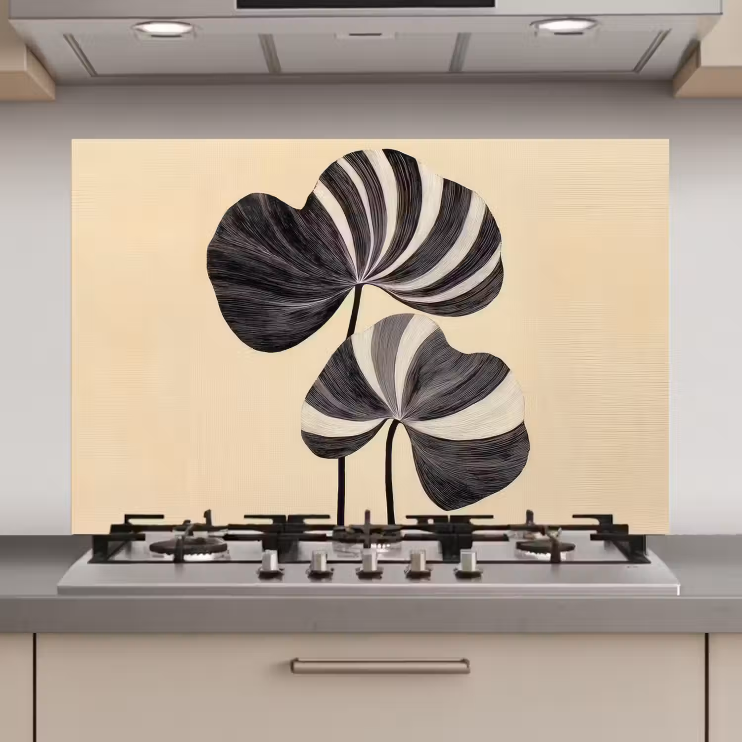 Zwart - Bladeren - Strepen - Minimalistisch keuken achterwand spatscherm klein -3d_website