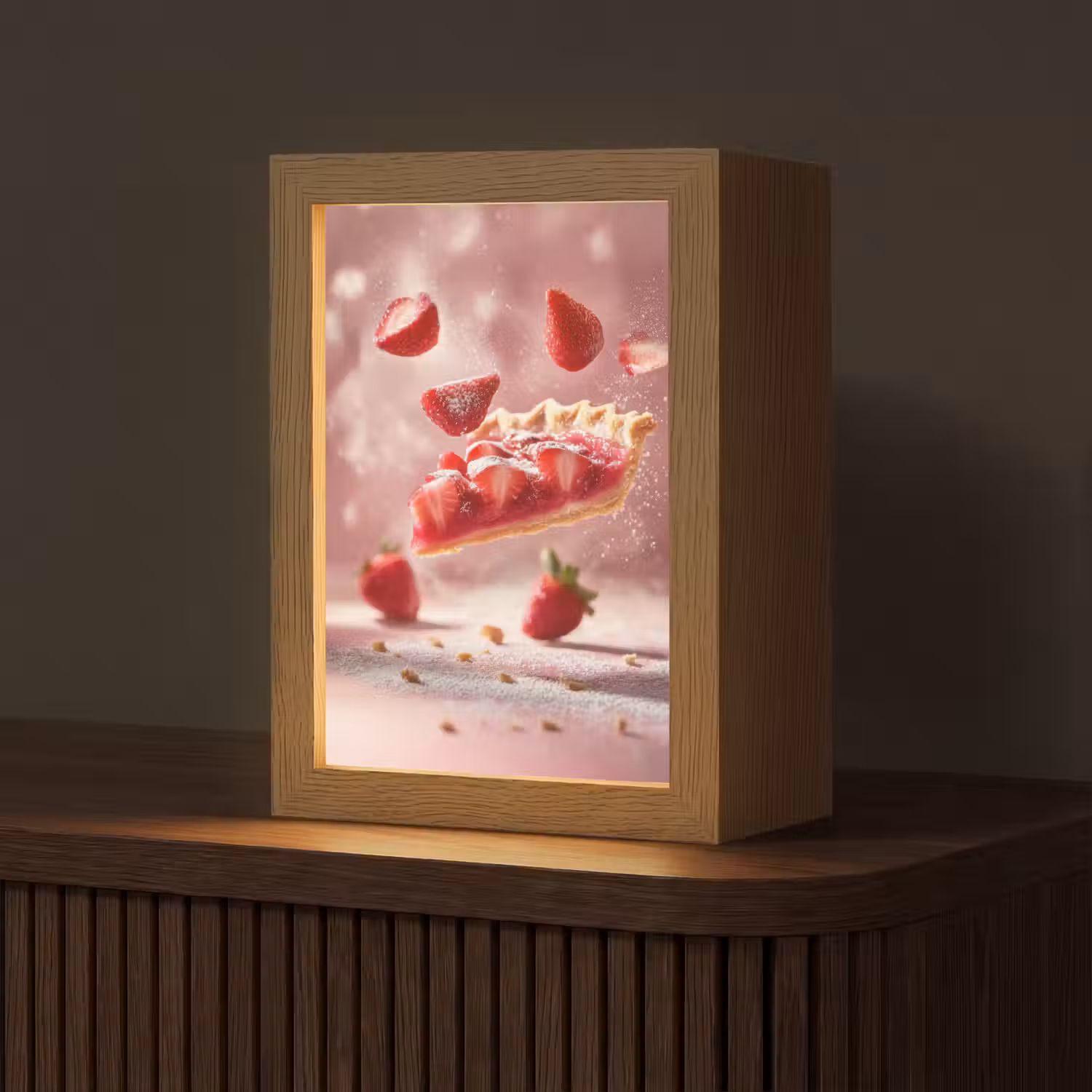Aardbei - Taart- Eten - Roze Light Box met kabel (Tafellamp) klein -z3d_website