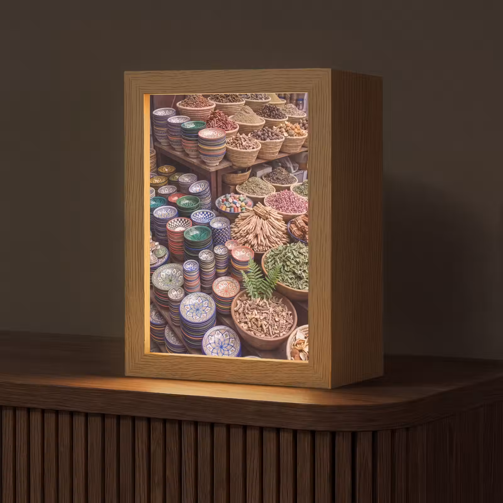 Tafellamp - Aardewerk - Oosters - Kleurrijk - Aardewerk - Oosters - Kleurrijk Light Box met kabel (Tafellamp) klein