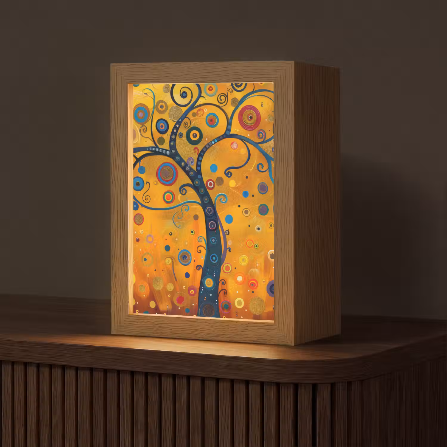 Abstract - Boom - Levensboom - Modern Light Box met kabel (Tafellamp) klein -z3d_website