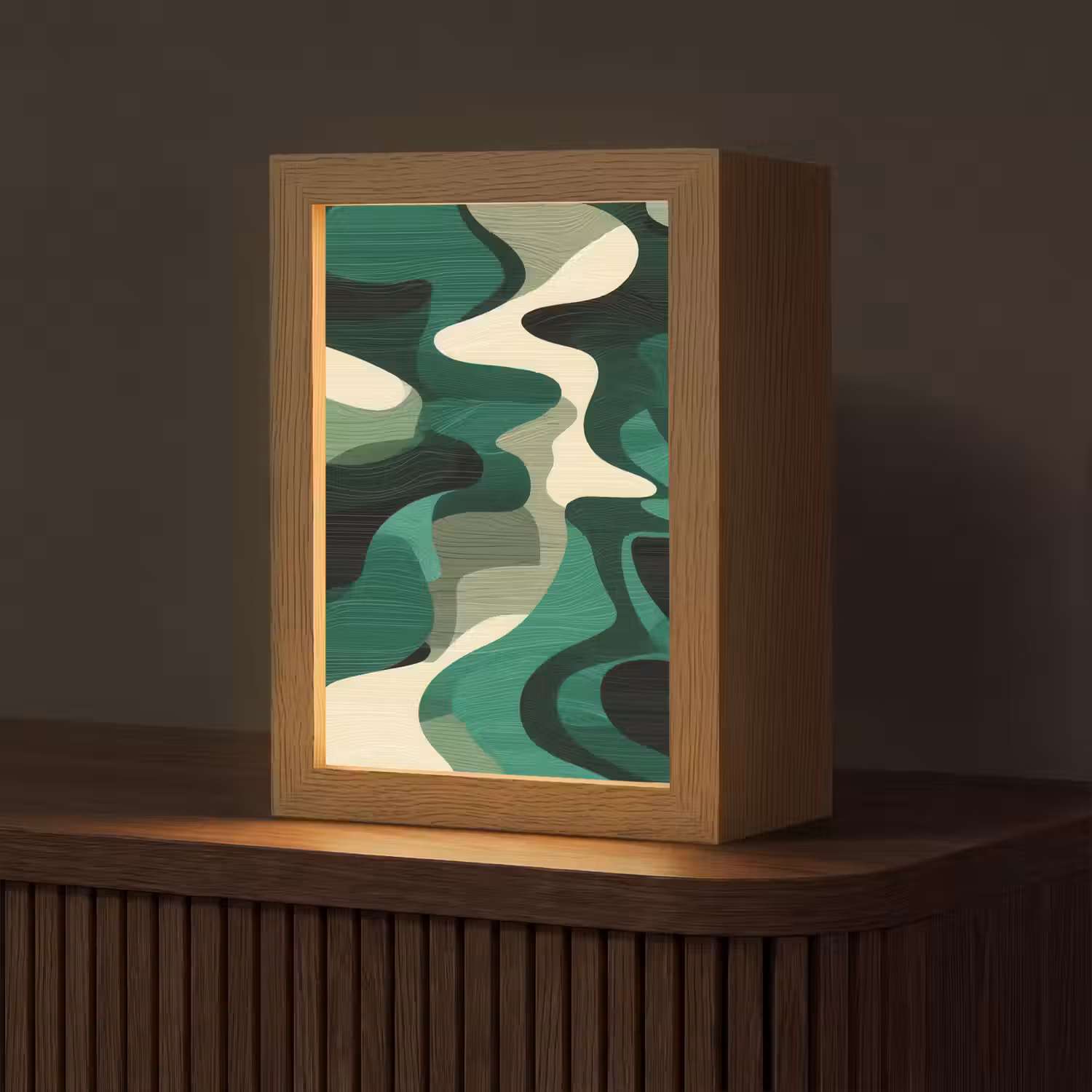 Abstract - Camouflage - Groen Light Box met kabel (Tafellamp) klein -z3d_website
