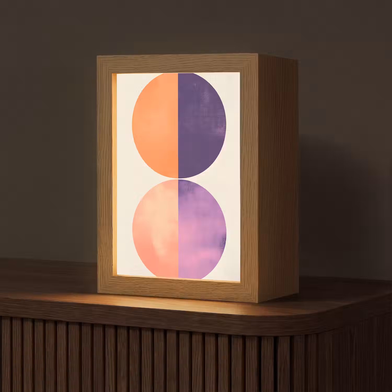 Abstract - Cirkels - Paars Light Box met kabel (Tafellamp) klein -z3d_website