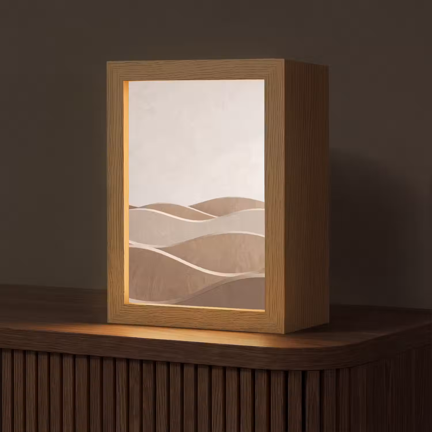 Abstract - Golven - Modern - Beige Light Box met kabel (Tafellamp) klein -z3d_website