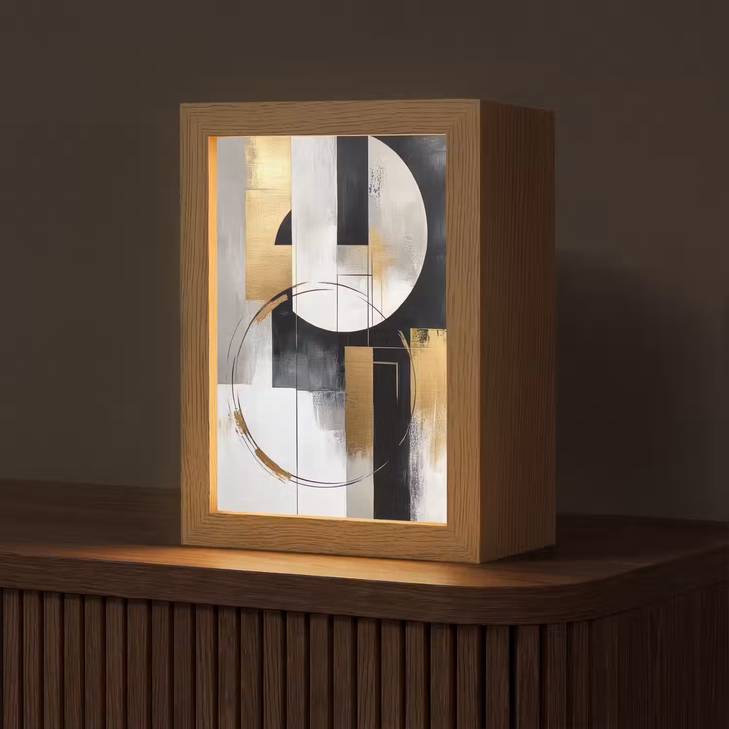 Abstract - Goud - Zilver - Vormen - Aesthetic Light Box met kabel (Tafellamp) klein -z3d_website
