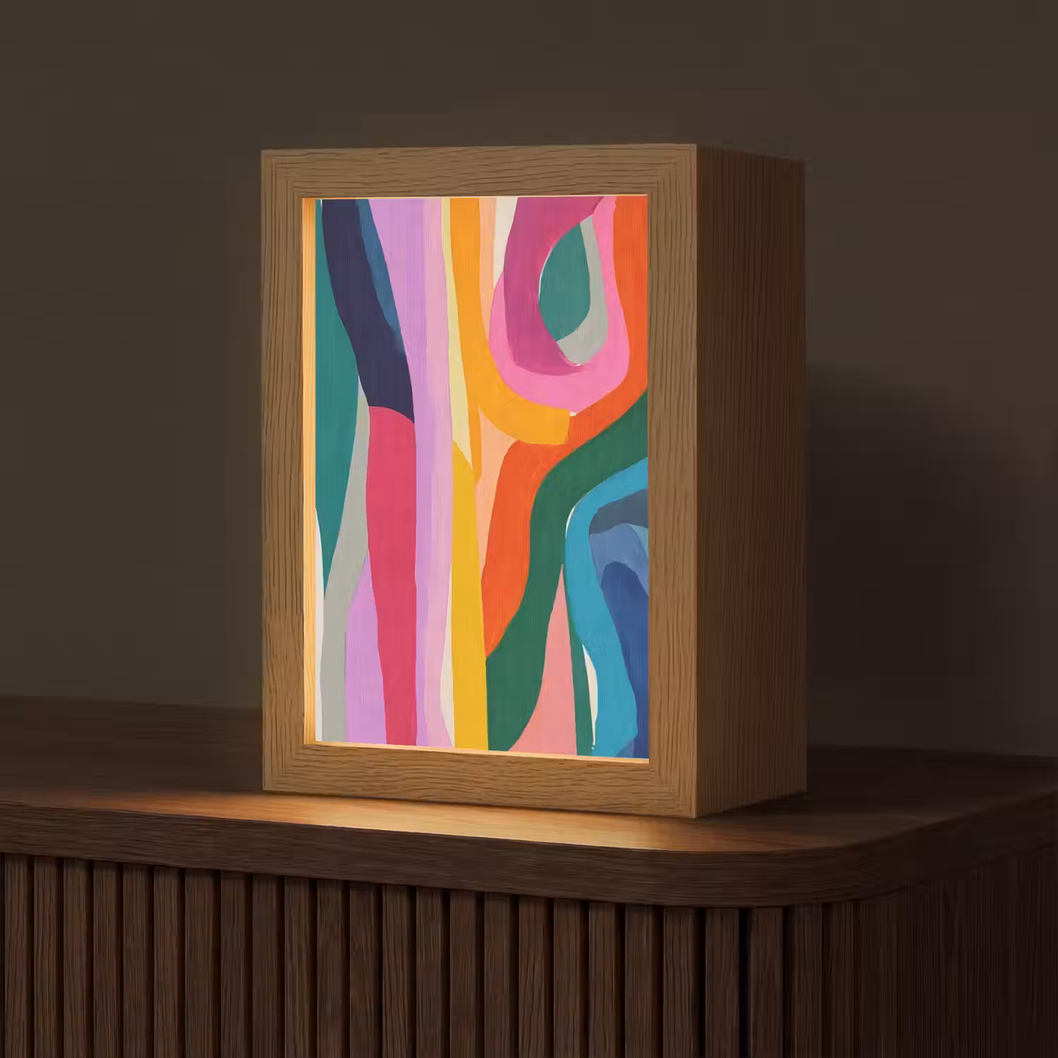 Abstract - Kleurrijk - Golven - Lijnen Light Box met kabel (Tafellamp) klein -z3d_website