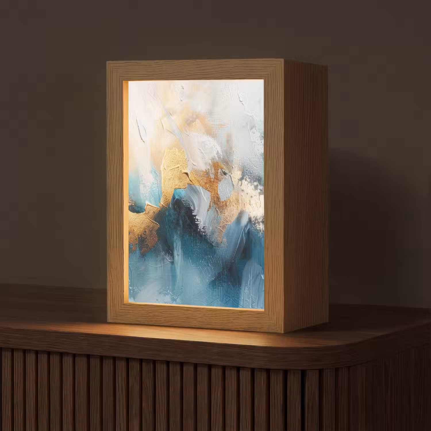 Abstract - Kunst - Gold - Blauw Light Box met kabel (Tafellamp) klein -z3d_website