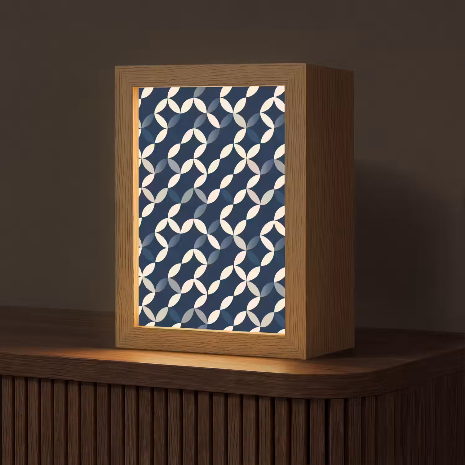 Abstract - Patroon - Blauw Light Box met kabel (Tafellamp) klein 925 -z3d_website