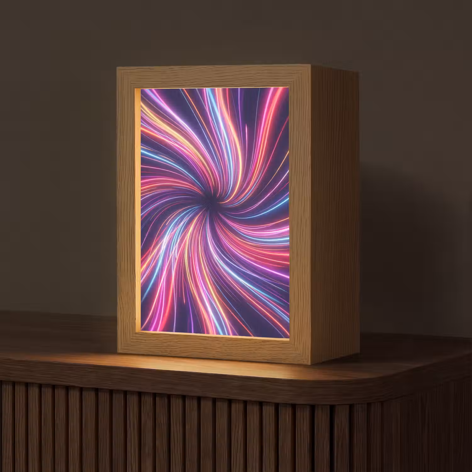 Abstract - Swirl - Futuristic - Neon Light Box met kabel (Tafellamp) klein -z3d_website