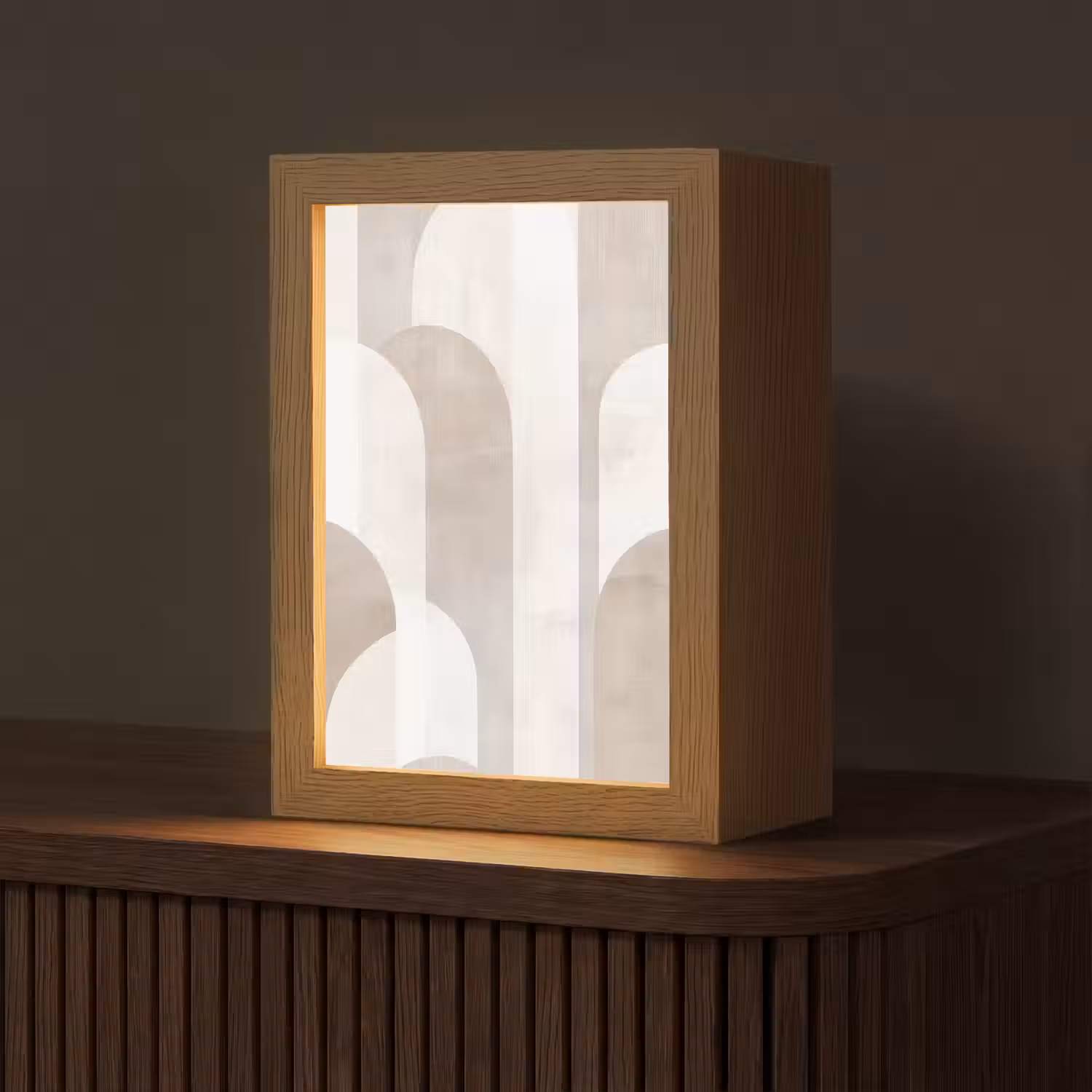 Abstracte bogen - Modern - Beige Light Box met kabel (Tafellamp) klein -z3d_website