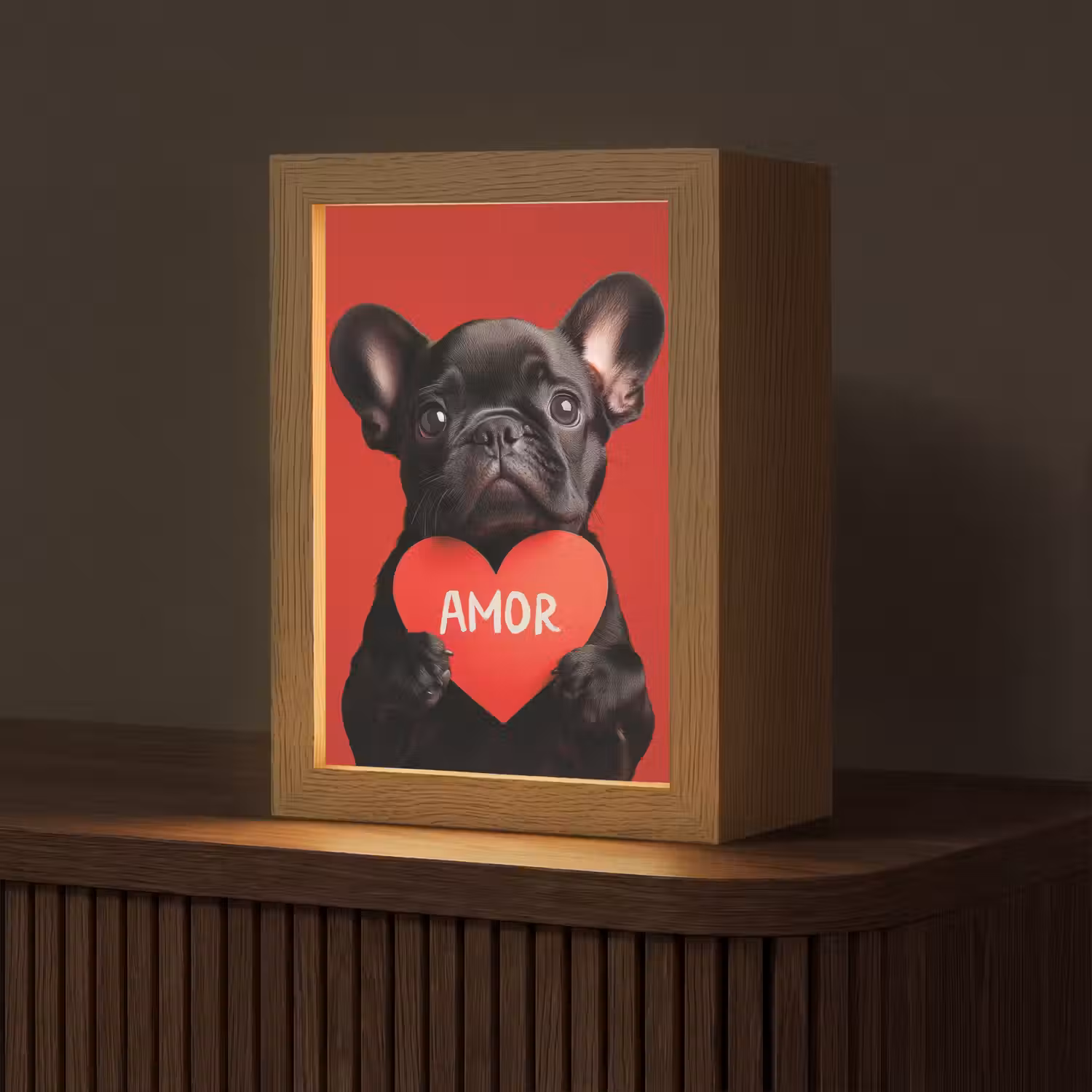 Amor - Hond - Hartje - Rood Light Box met kabel (Tafellamp) klein -z3d_website