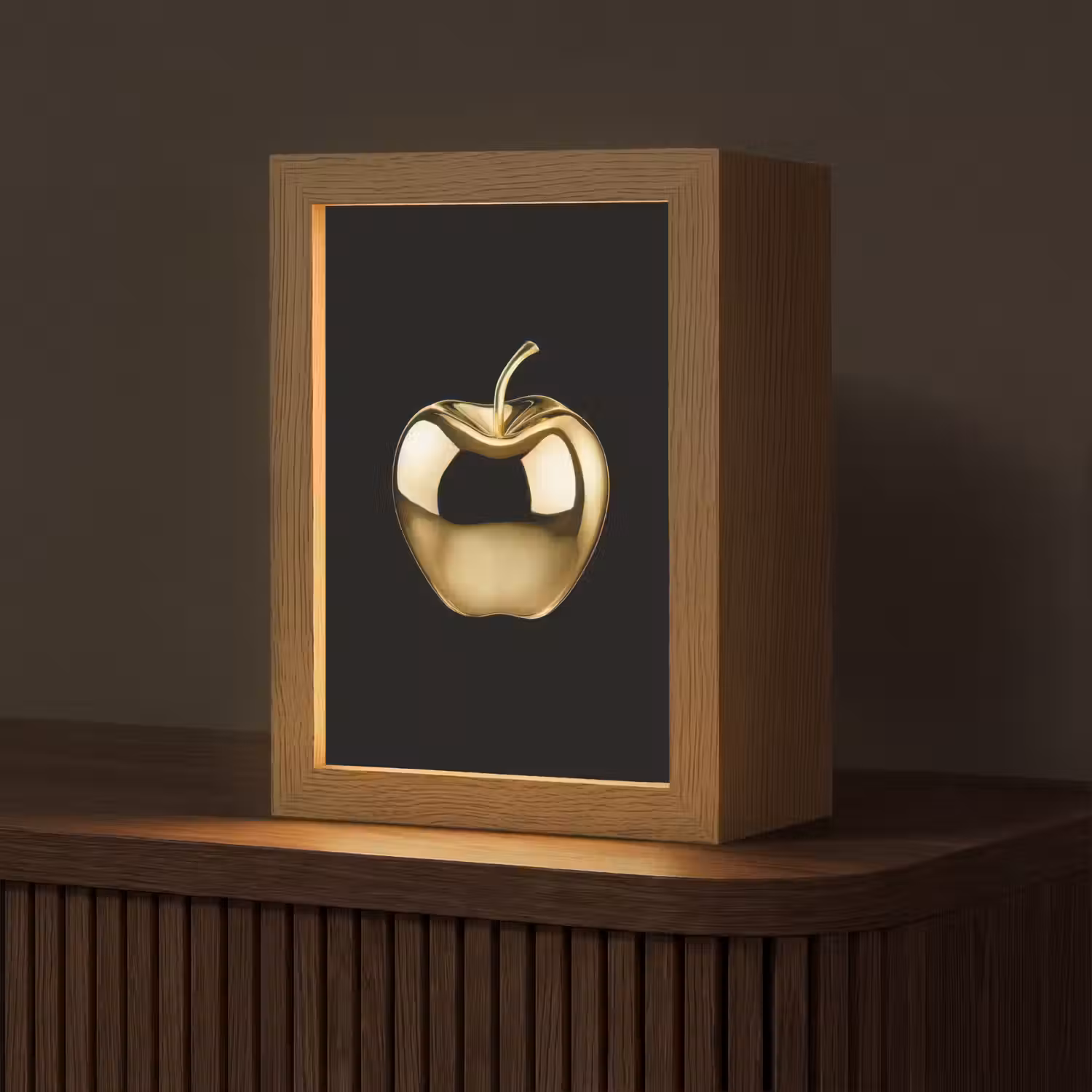 Appel - Goud - Chrome - Zwart Light Box met kabel (Tafellamp) klein -z3d_website