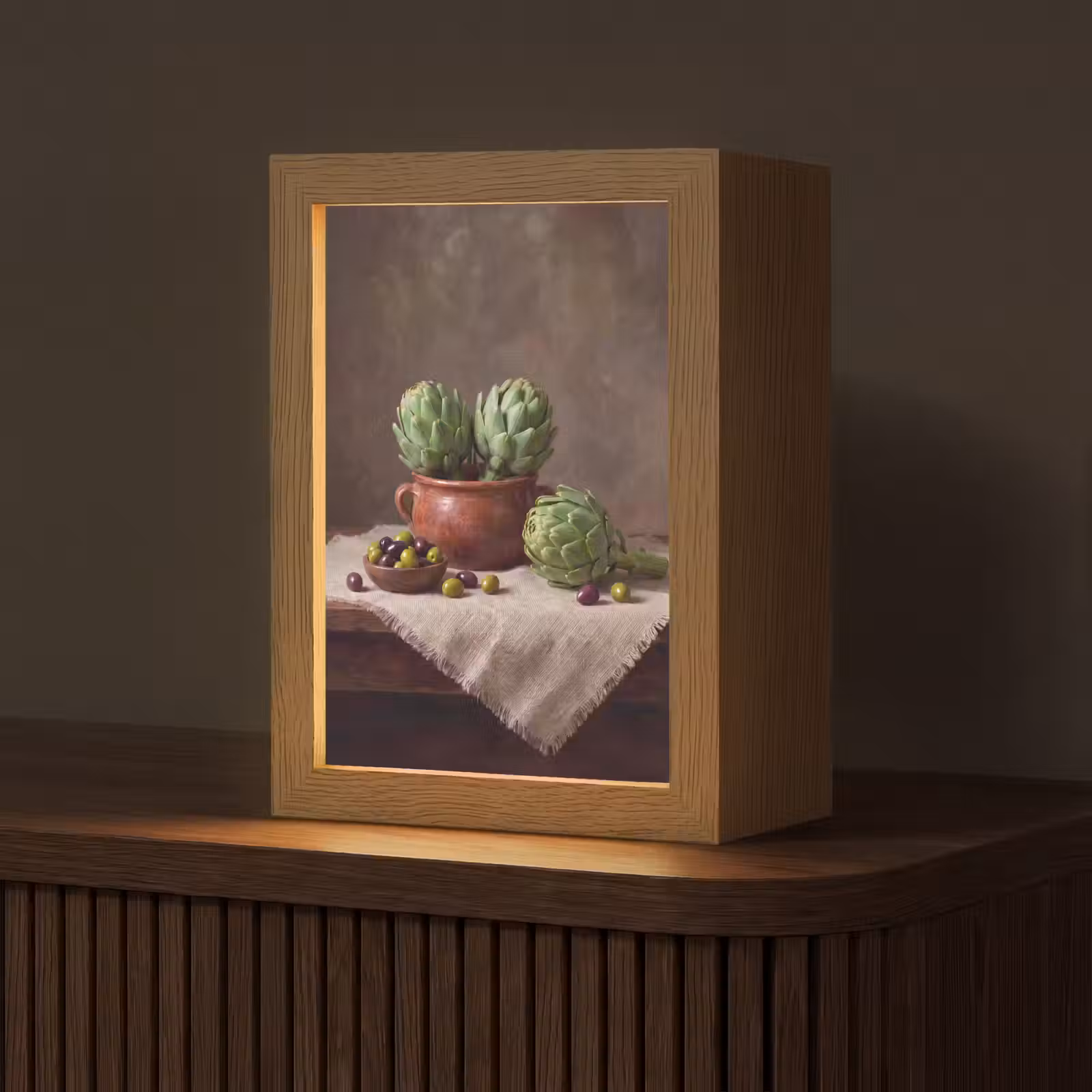 Tafellamp - Artisjokken - Olijven - Eten - Artisjokken - Olijven - Eten Light Box met kabel (Tafellamp) klein