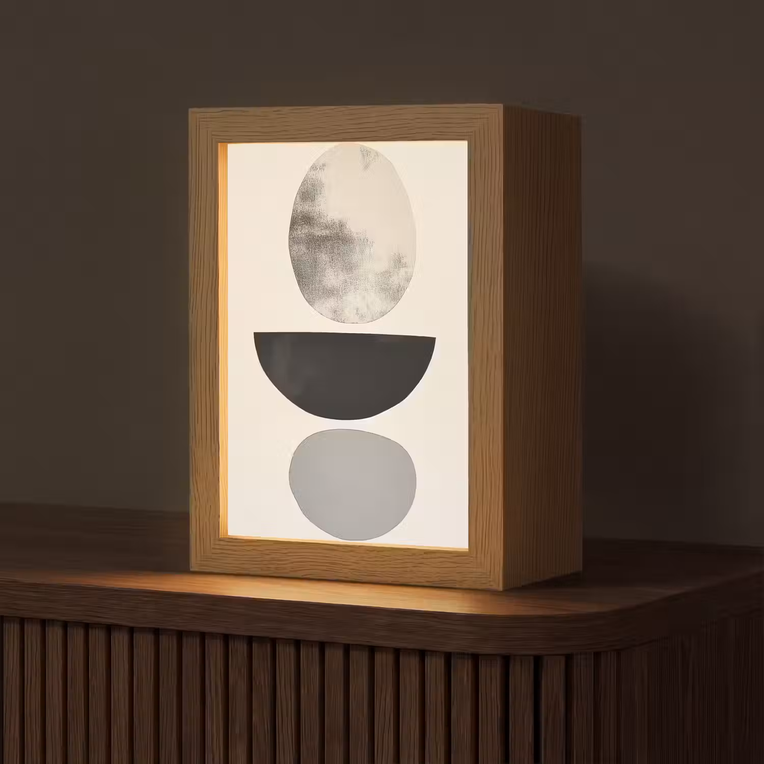 Beige - Japandi - Wabi sabi Light Box met kabel (Tafellamp) klein -z3d_website