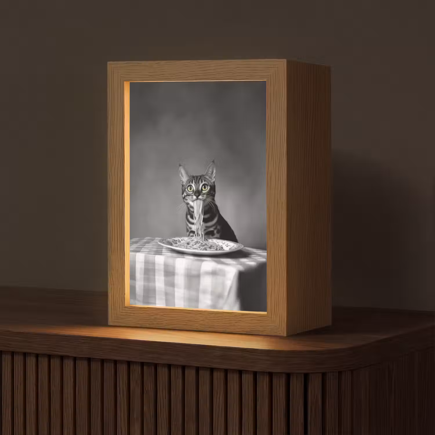 Bengaal - Kat - Tafelkleed - Zwart - Wit - Dier Light Box met kabel (Tafellamp) klein -z3d_website