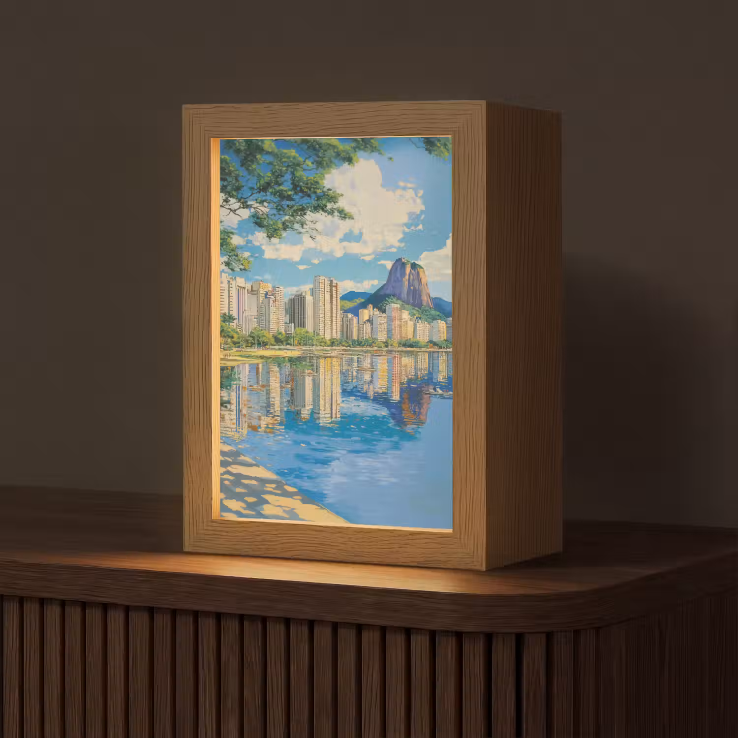 Berg - Skyline - Strand - Water Light Box met kabel (Tafellamp) klein -z3d_website