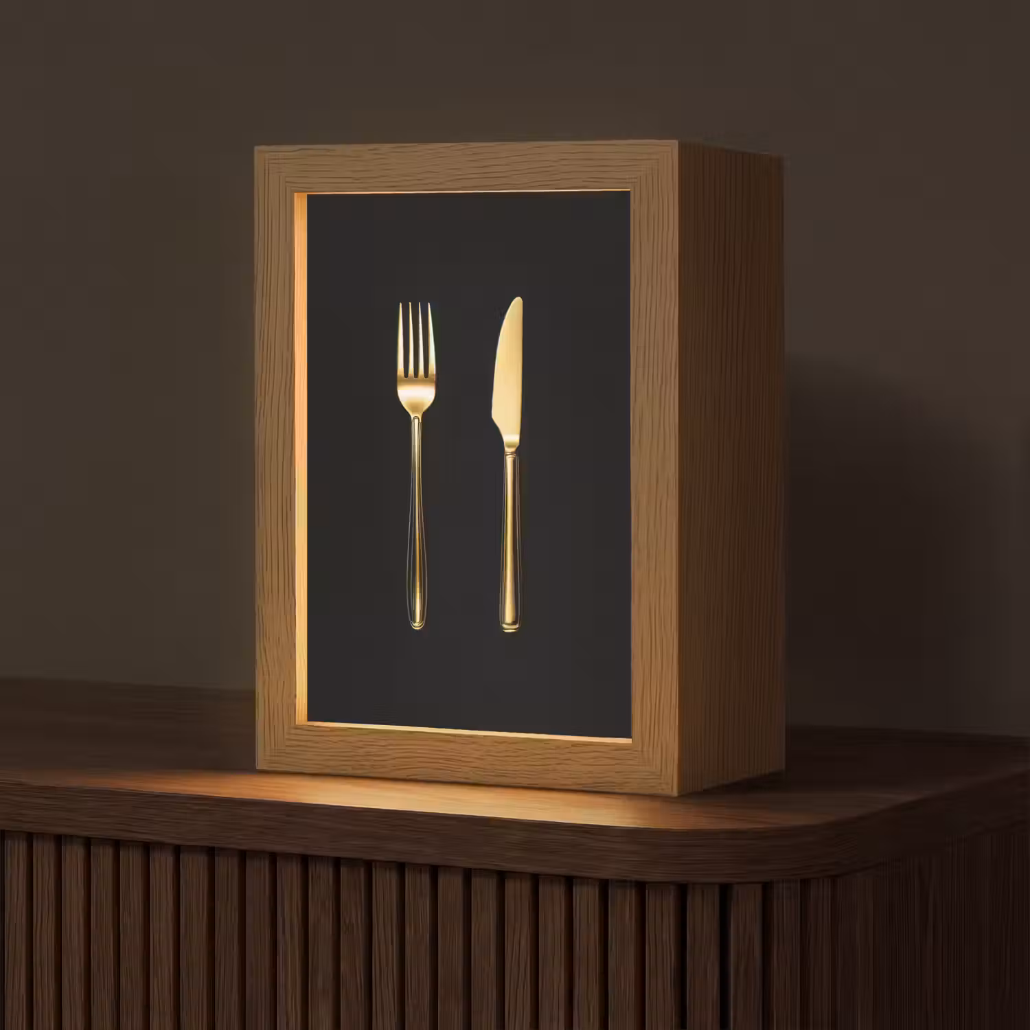 Bestek - Goud - Mes - Vork Light Box met kabel (Tafellamp) klein -z3d_website