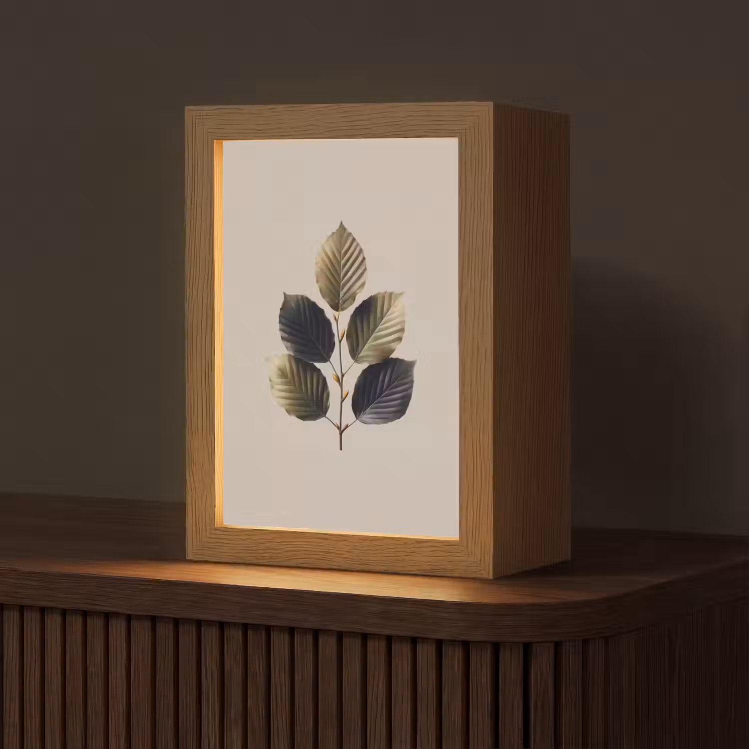 Beukenbladeren - Bruin - Groen - neutraal Light Box met kabel (Tafellamp) klein -z3d_website