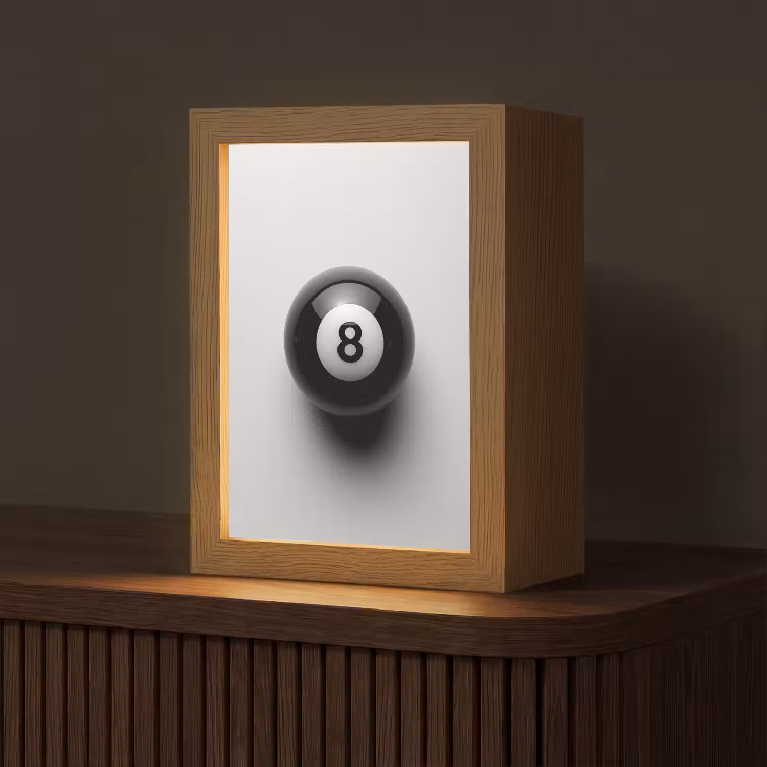 Biljartbal - Getal - Acht - Wit Light Box met kabel (Tafellamp) klein -z3d_website