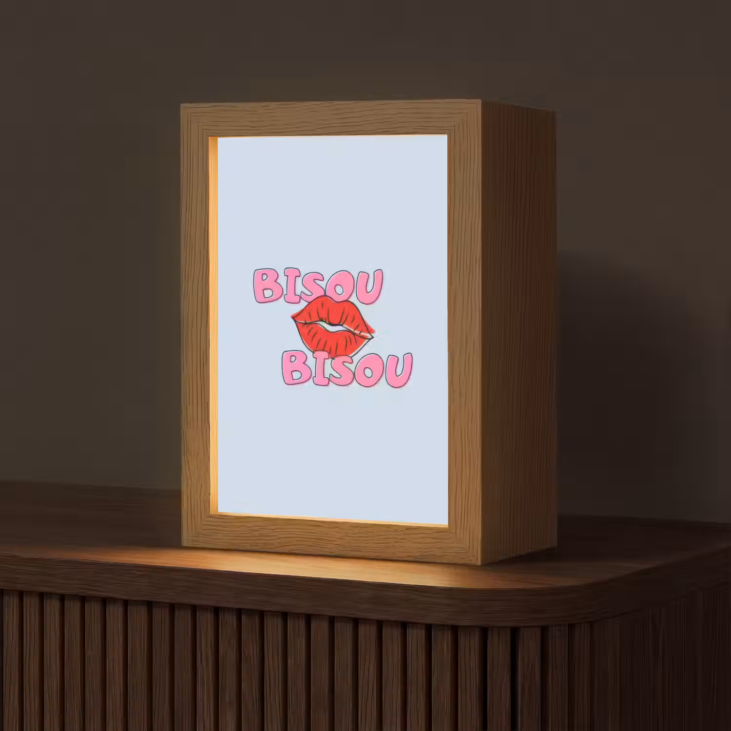 Bisou - Blauw - Roze - Lippen Light Box met kabel (Tafellamp) klein -z3d_website