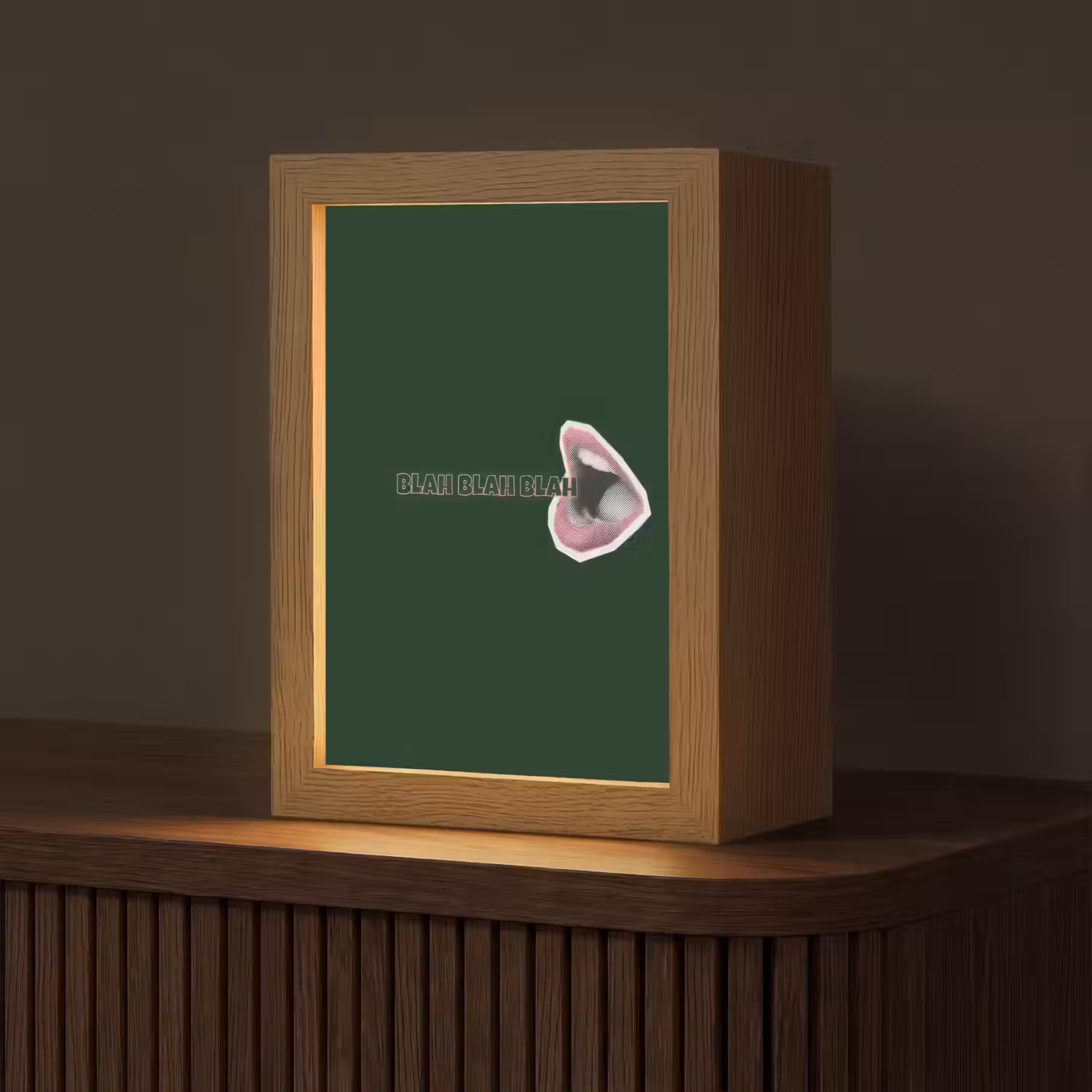 BLAH BLAH BLAH - Mond - Groen Light Box met kabel (Tafellamp) klein -z3d_website