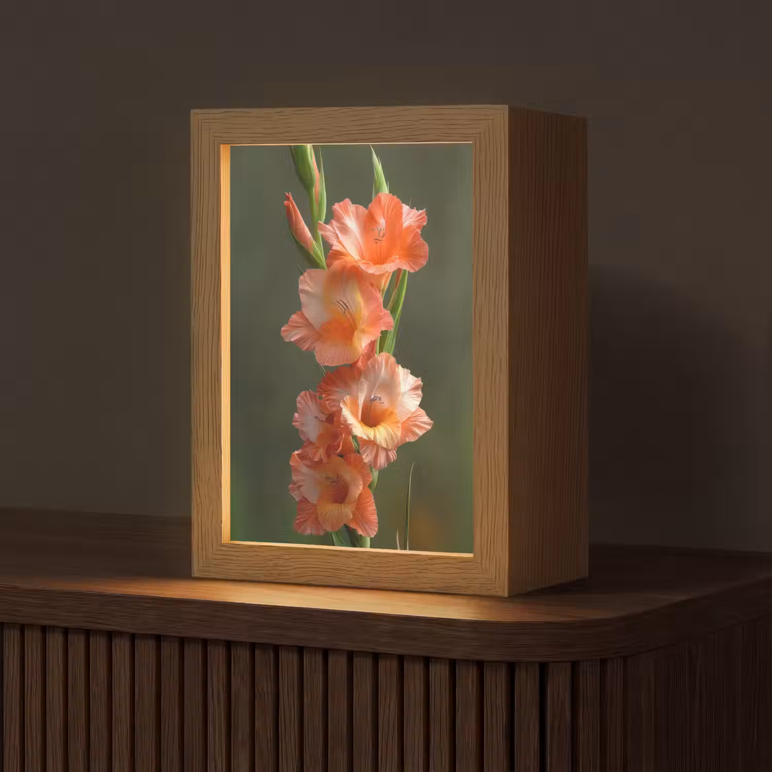 Bloem - Gladiolen - Zalmroze Light Box met kabel (Tafellamp) klein -z3d_website