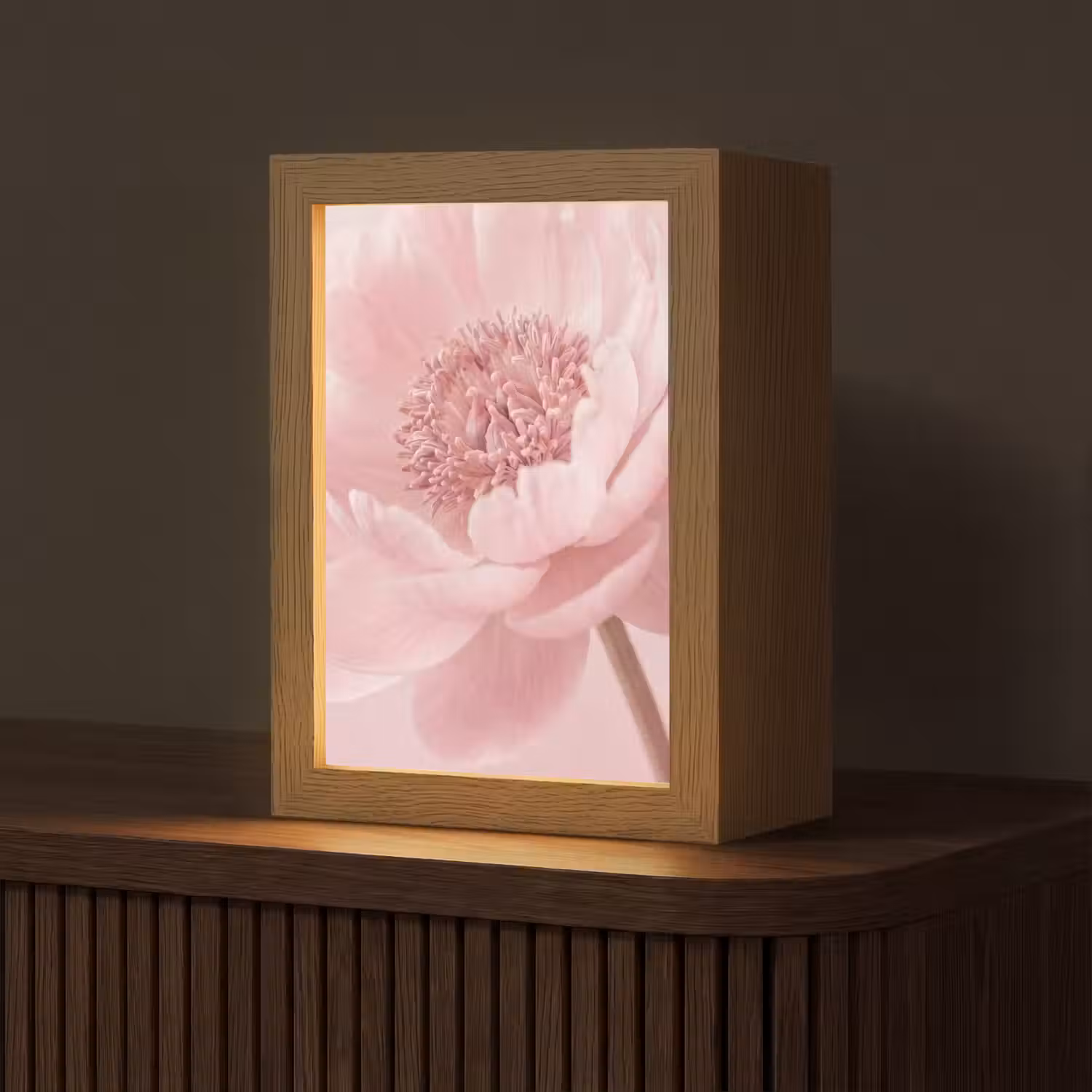 Bloem - Pioenroos - Roze Light Box met kabel (Tafellamp) klein -z3d_website