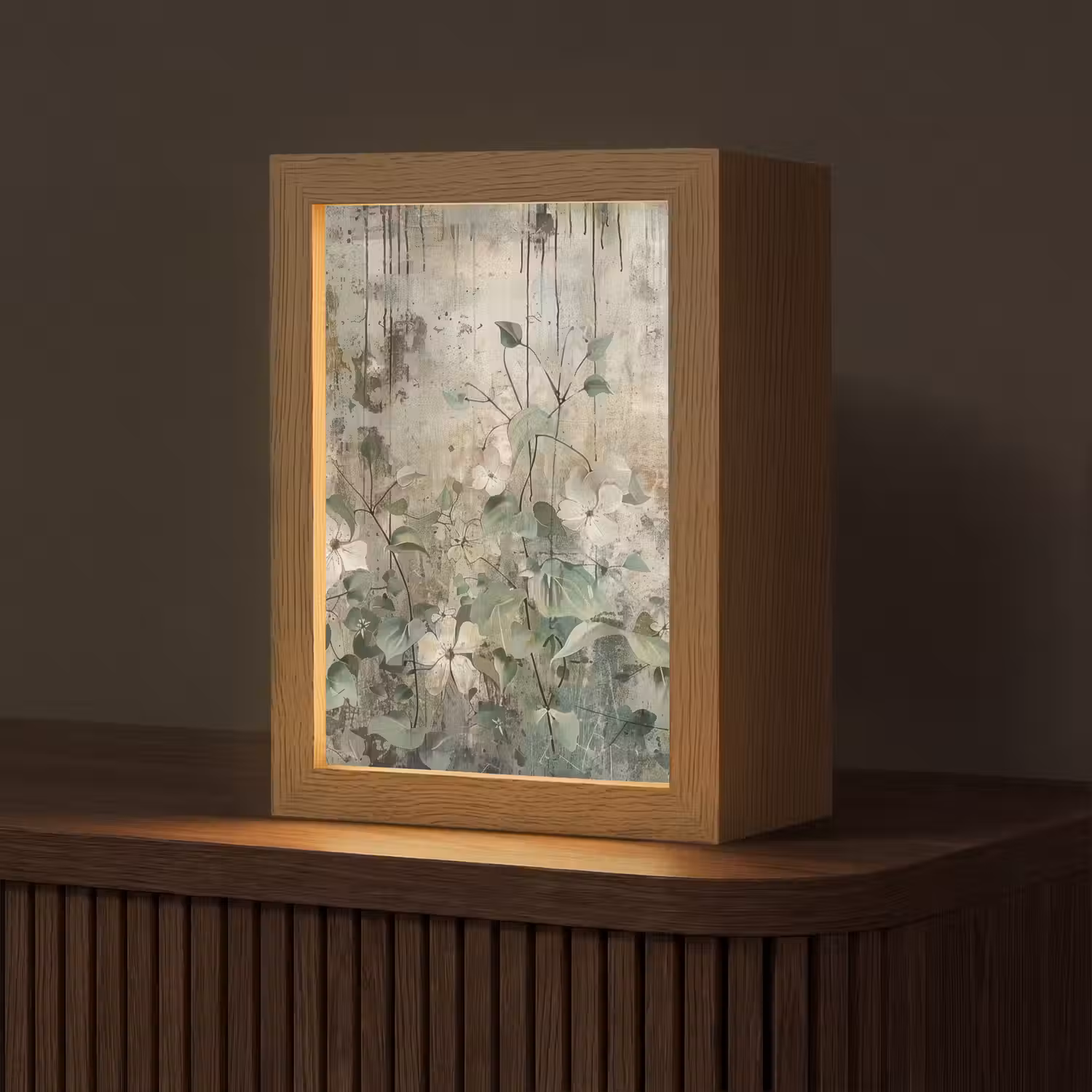 Bloemen - Bladeren - Abstract - Modern Light Box met kabel (Tafellamp) klein -z3d_website