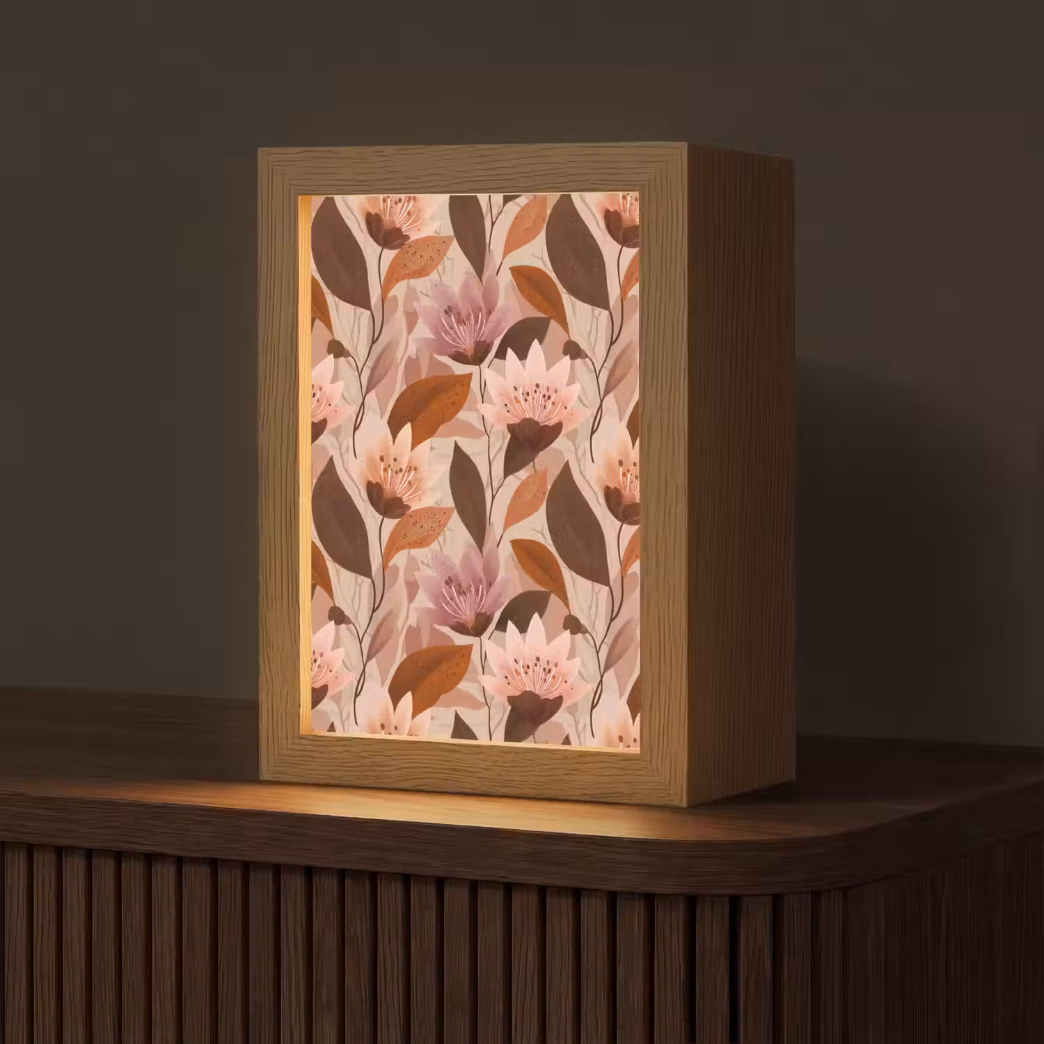 Bloemen - Bladeren - Bruin Light Box met kabel (Tafellamp) klein 925 -z3d_website