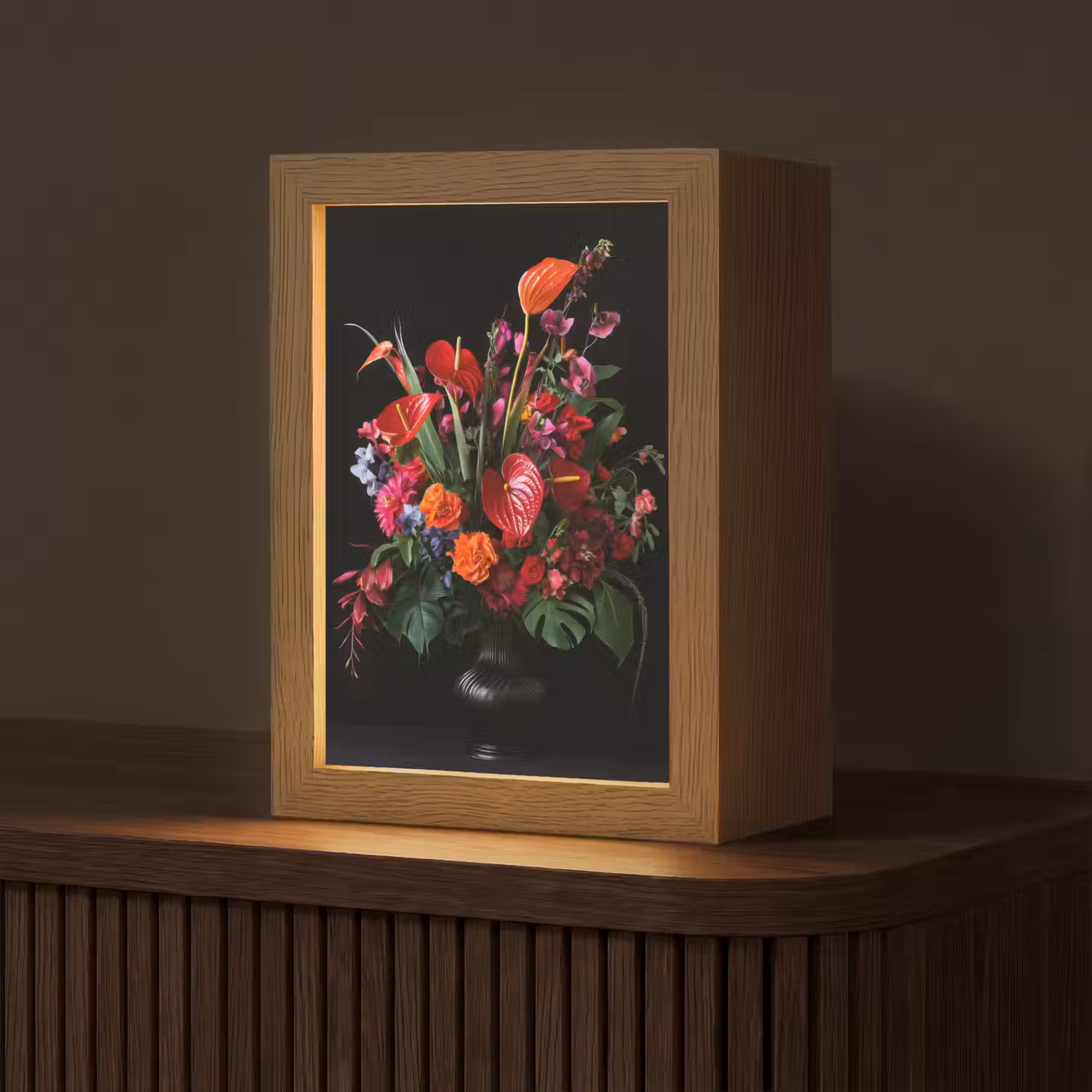 Bloemen - Boeket - Sierlijk Light Box met kabel (Tafellamp) klein -z3d_website