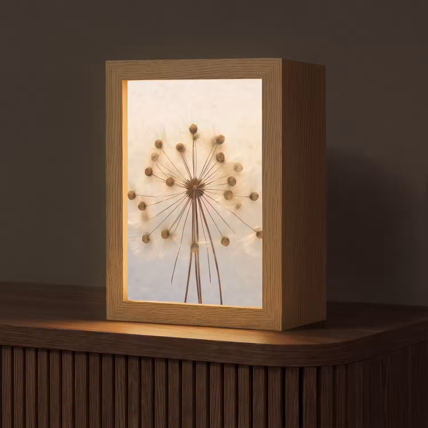 Bloemen - Bruin - Planten - Botanisch Light Box met kabel (Tafellamp) klein -z3d_website