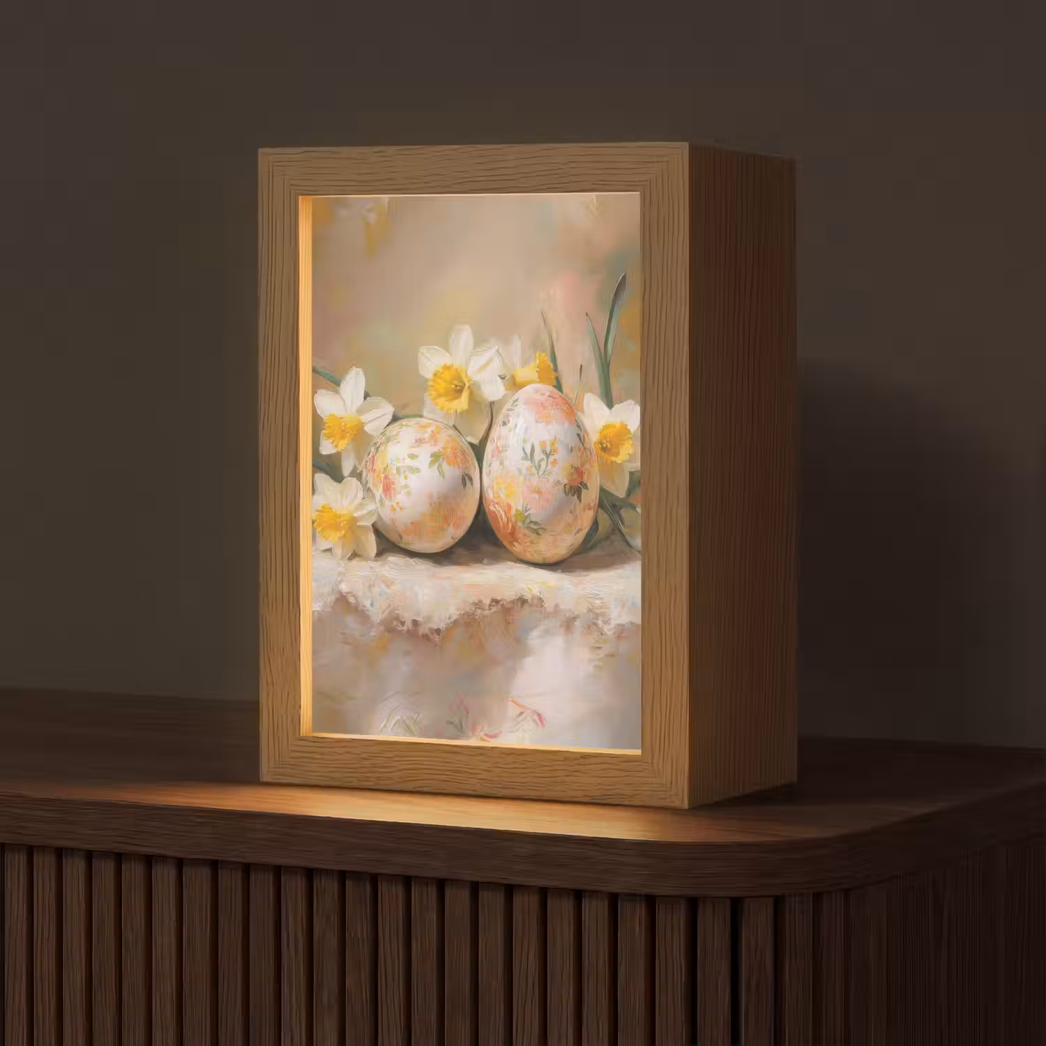 Bloemen - Eieren - Geschilderd Light Box met kabel (Tafellamp) klein -z3d_website