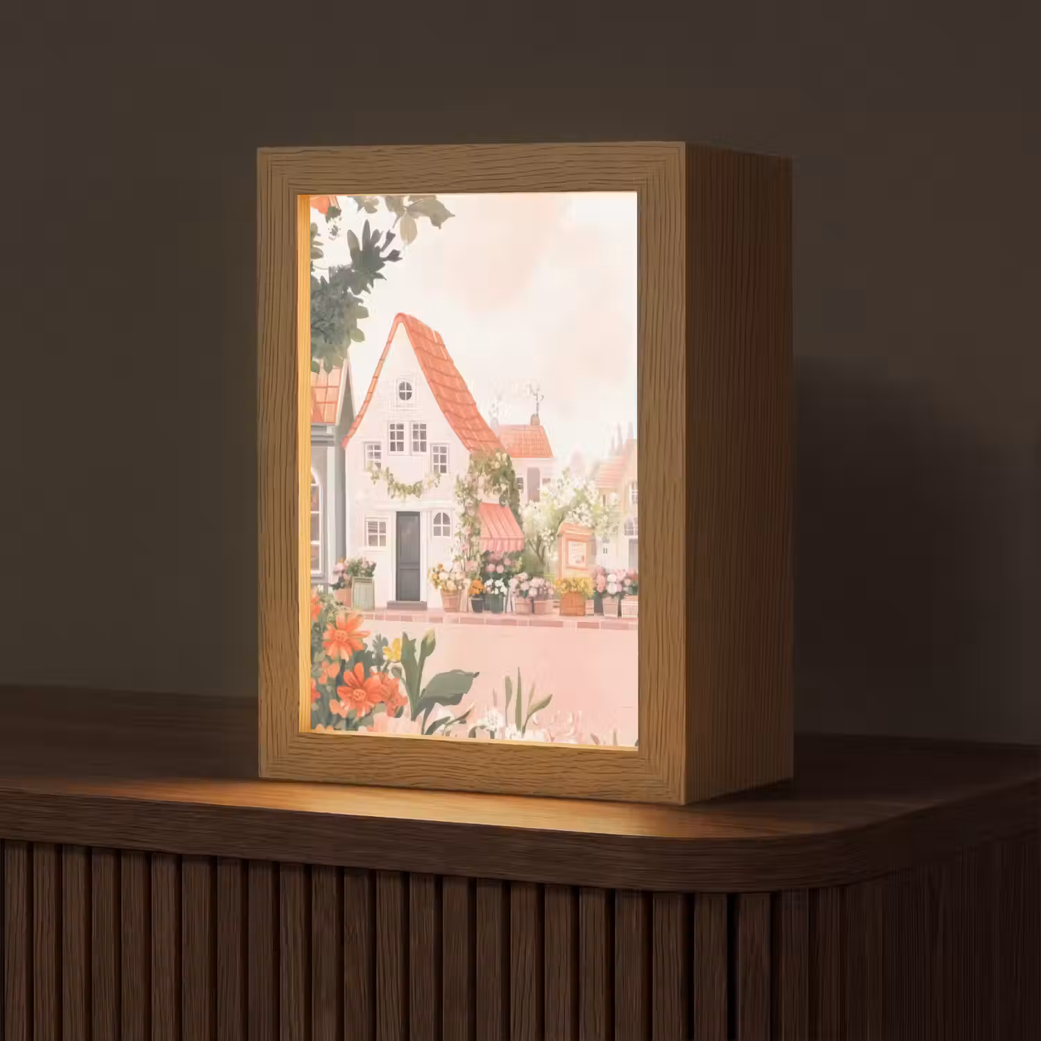Bloemen - Huizen - Dorp Light Box met kabel (Tafellamp) klein -z3d_website
