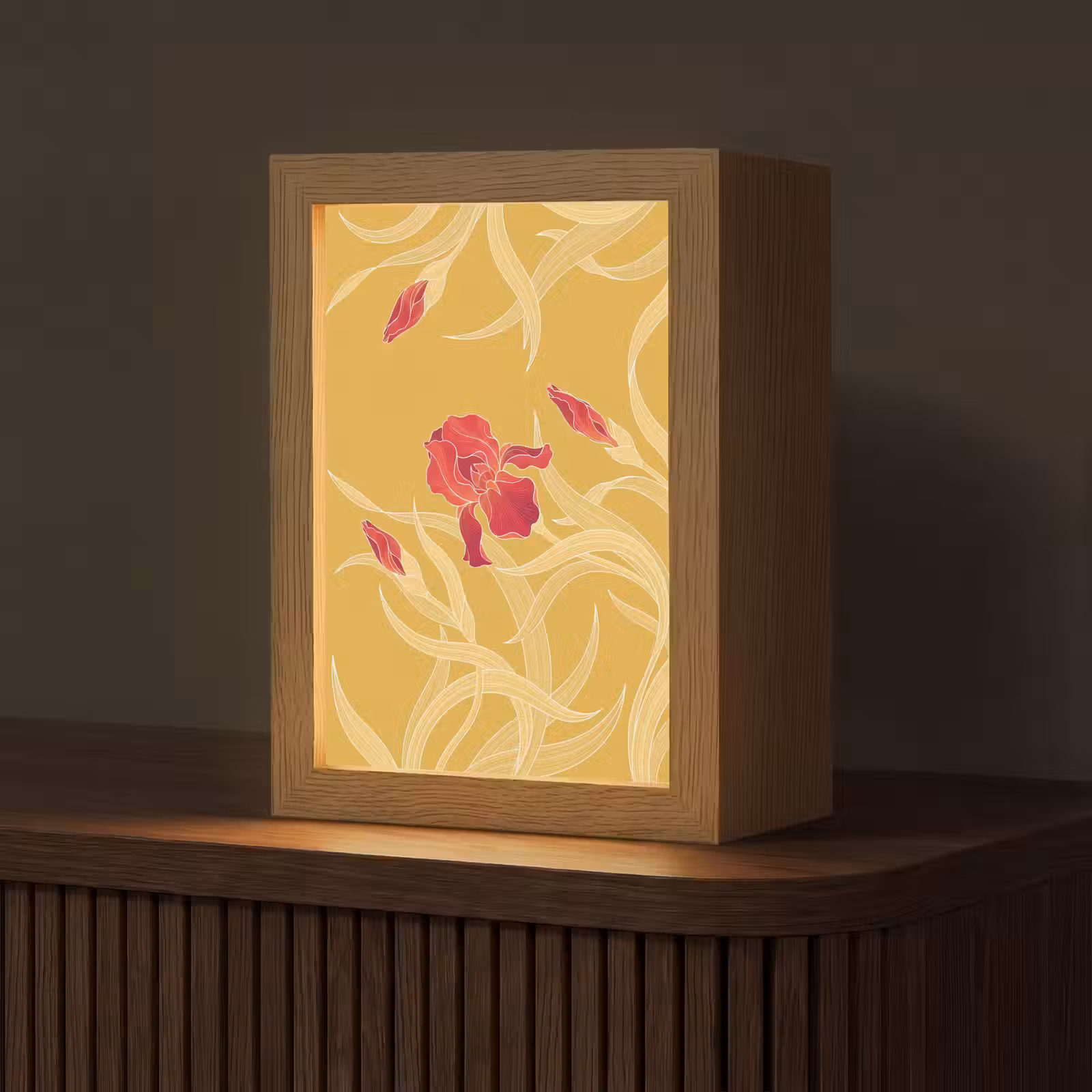 Tafellamp - Bloemen - Illustratie - Rood - Bloemen - Illustratie - Rood Light Box met kabel (Tafellamp) klein
