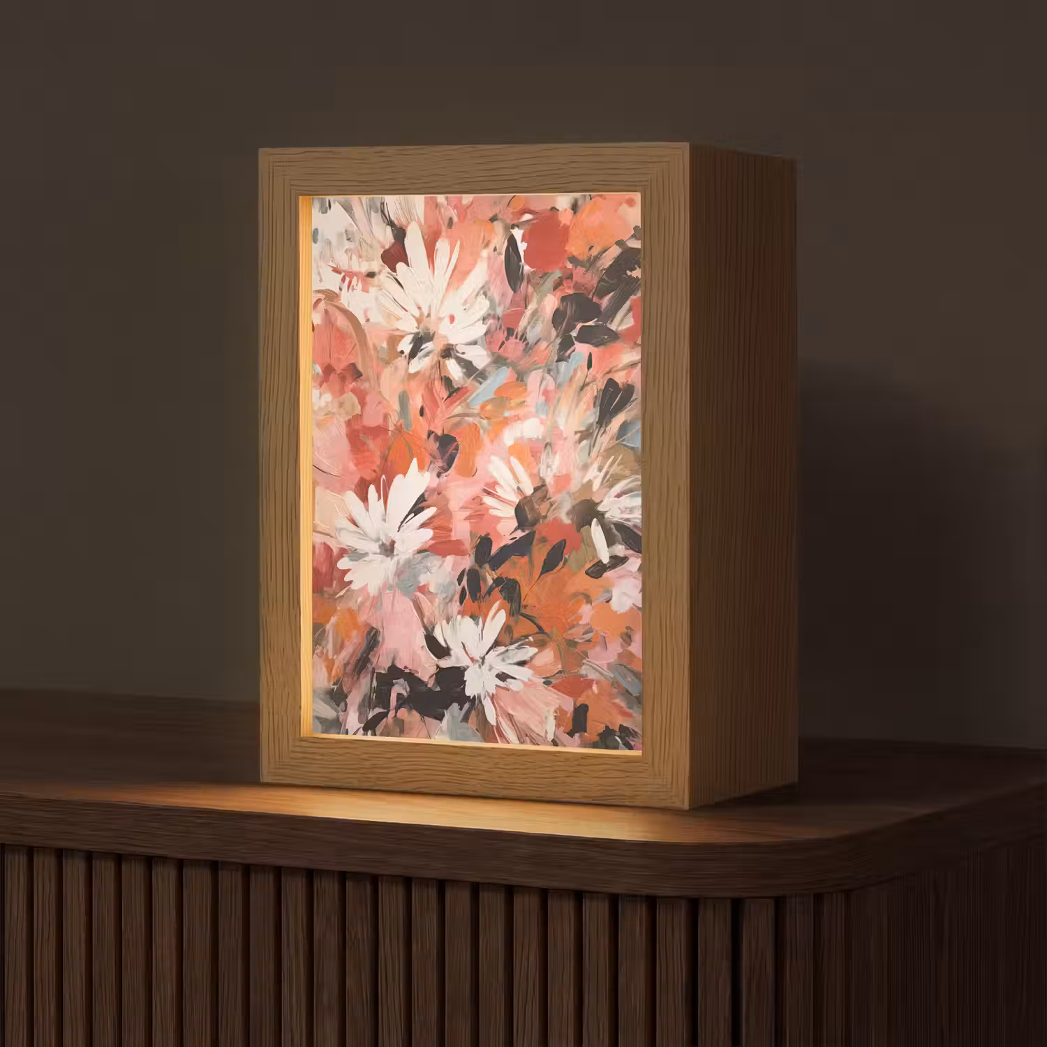 Bloemen - Kunst - Abstract - Verf Light Box met kabel (Tafellamp) klein -z3d_website