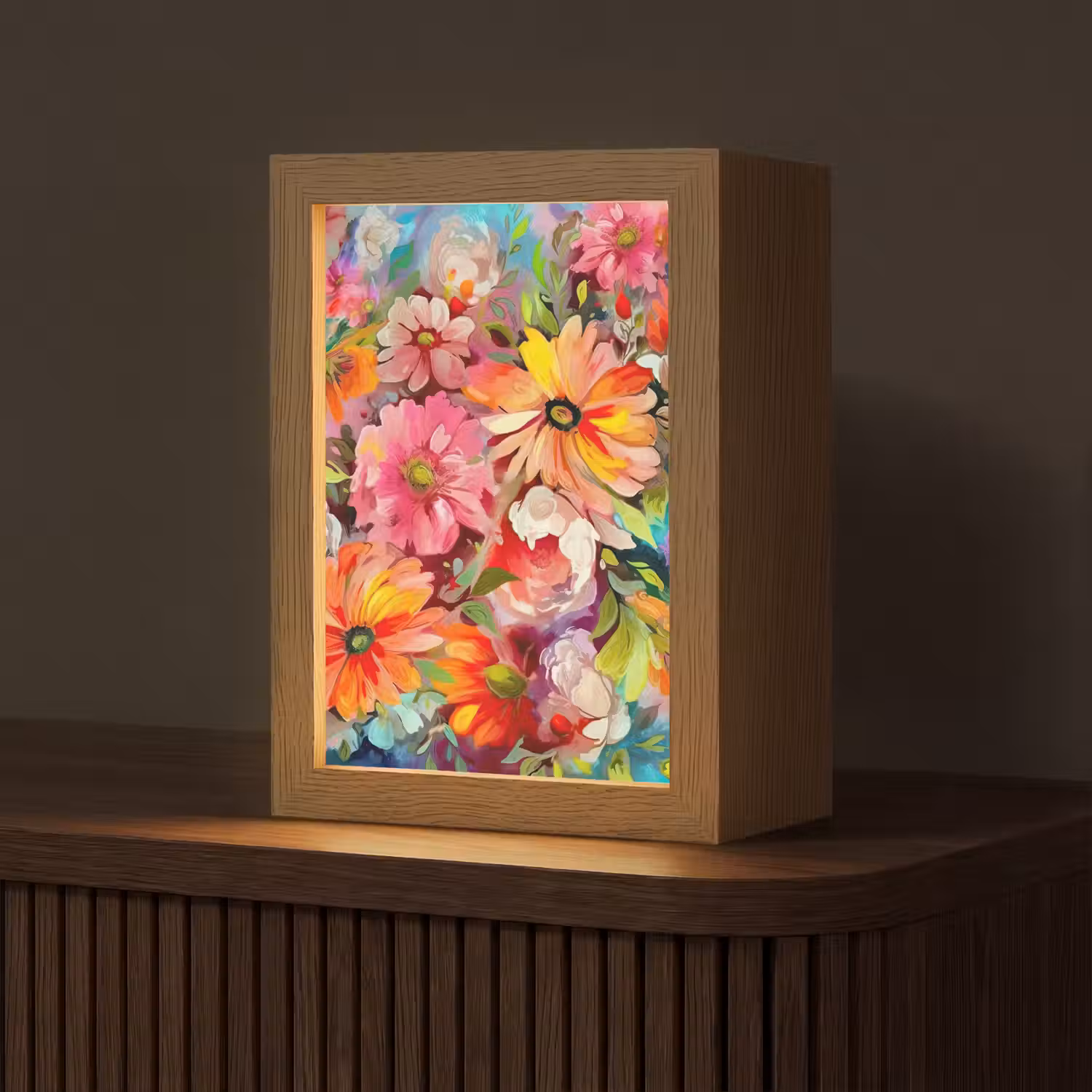 Bloemen - Kunst - Schilderij - Botanisch Light Box met kabel (Tafellamp) klein -z3d_website