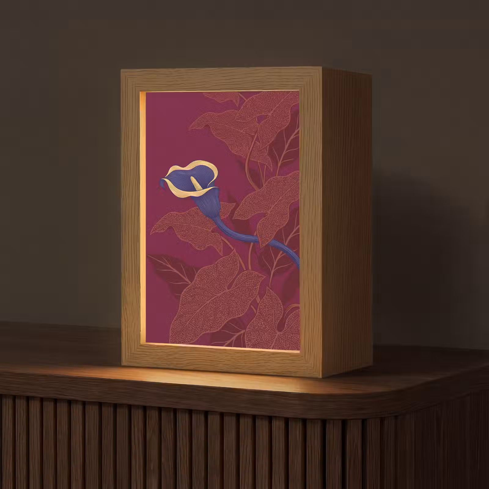Tafellamp - Bloemen - Modern - Paars - Bloemen - Modern - Paars Light Box met kabel (Tafellamp) klein