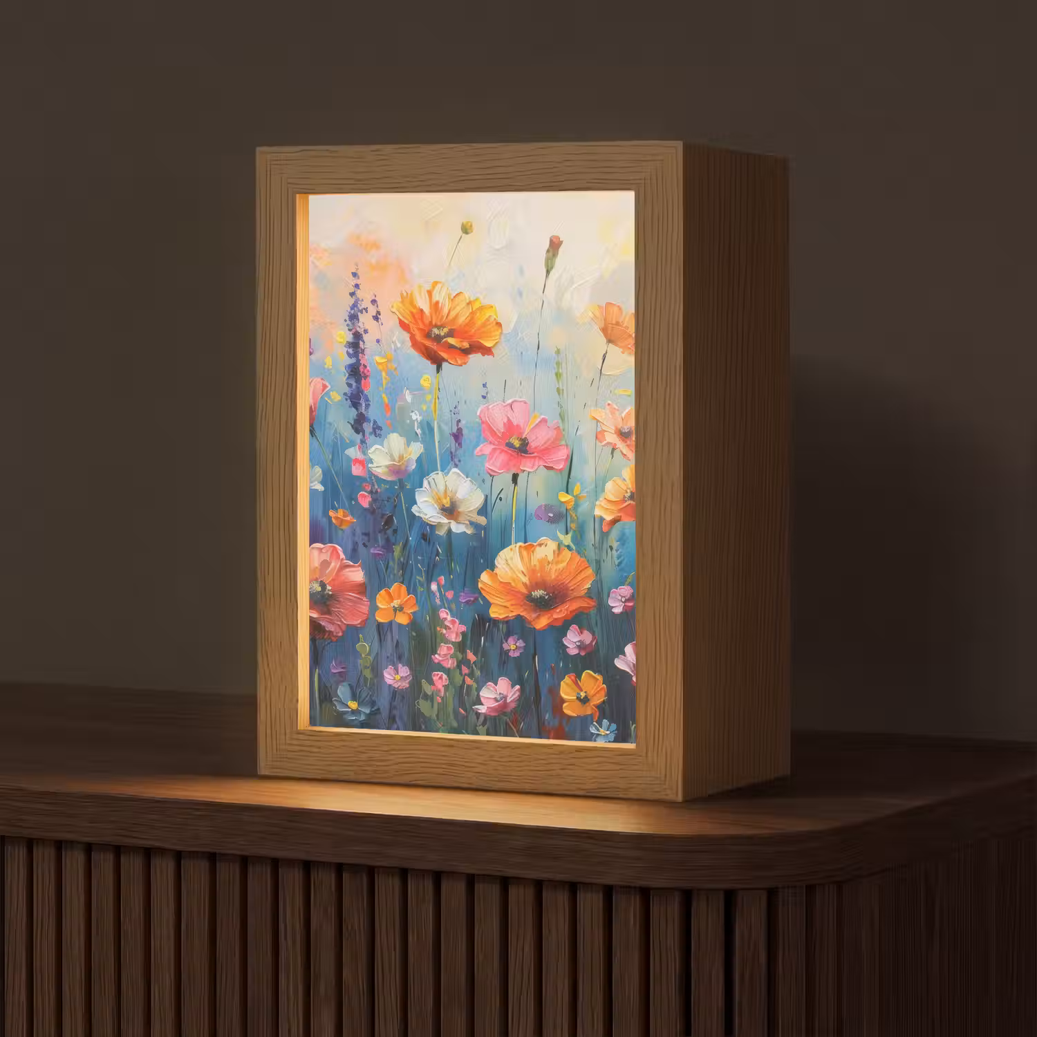 Bloemen - Natuur - Waterverf - Kunst Light Box met kabel (Tafellamp) klein -z3d_website