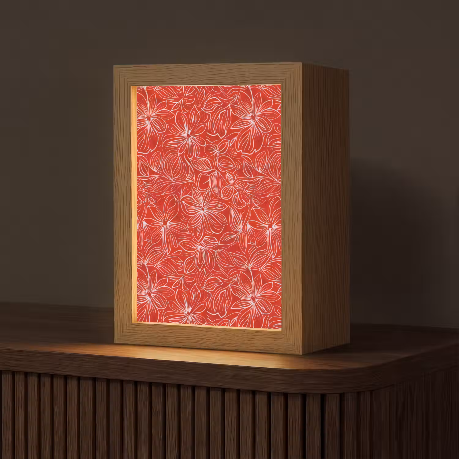Bloemen - Patroon - Rood Light Box met kabel (Tafellamp) klein 925 -z3d_website