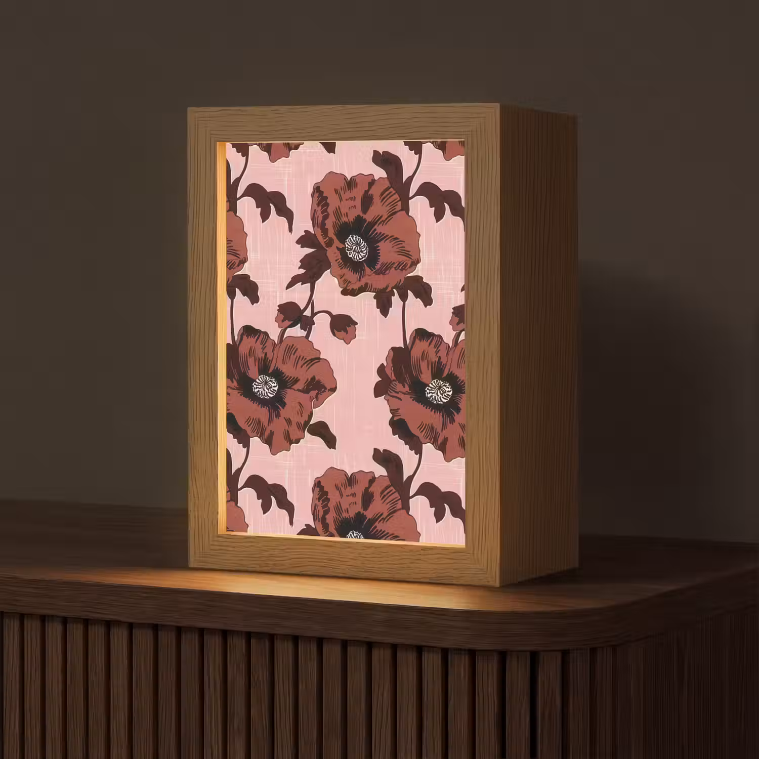 Bloemen - Retro - Rood Light Box met kabel (Tafellamp) klein 925 -z3d_website