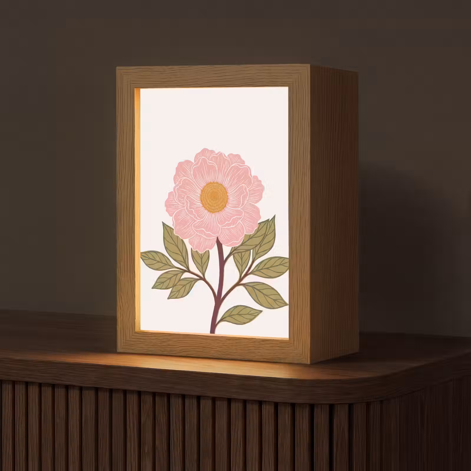 Tafellamp - Bloemen - Roze - Illustratie - Bloemen - Roze - Illustratie Light Box met kabel (Tafellamp) klein