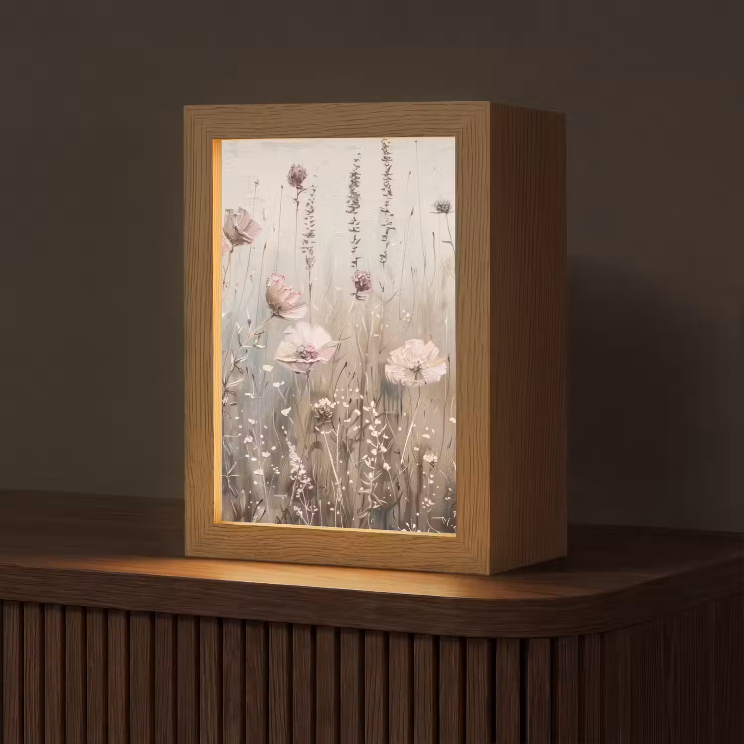 Bloemen - Roze - Modern - Beige Light Box met kabel (Tafellamp) klein -z3d_website