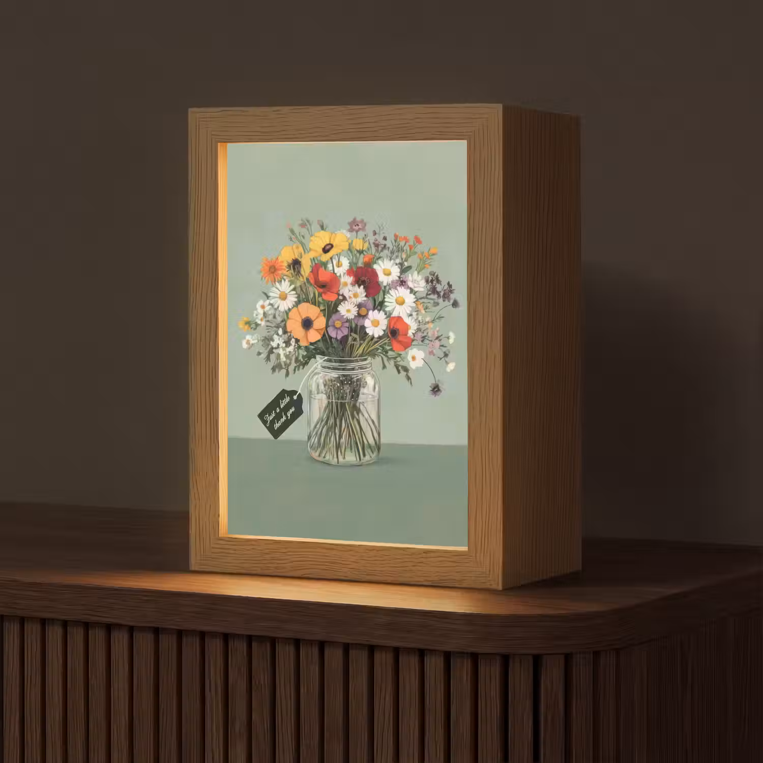 Bloemen - Vaas - Kaartje Light Box met kabel (Tafellamp) klein -z3d_website