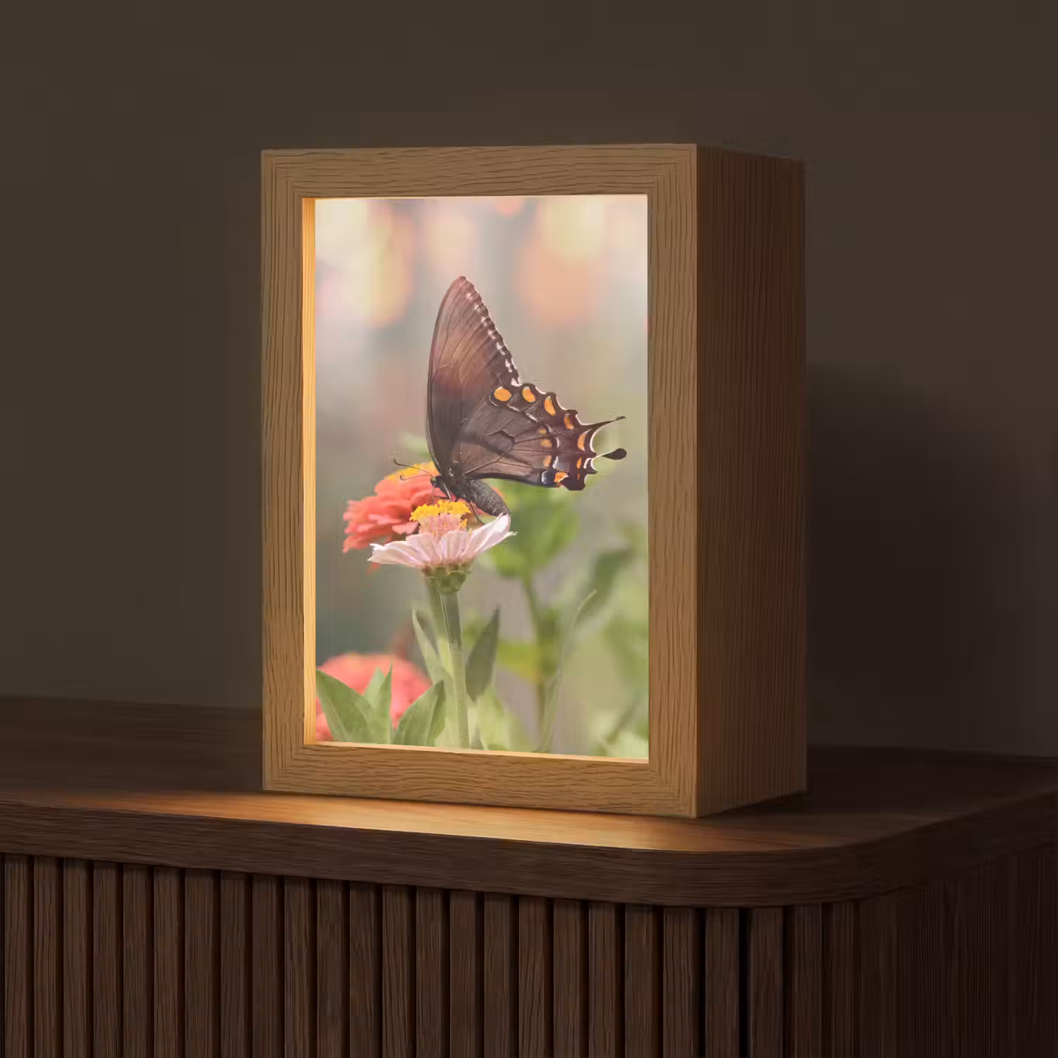 Bloemen - Vlinder - Natuur - Bloem Light Box met kabel (Tafellamp) klein -z3d_website