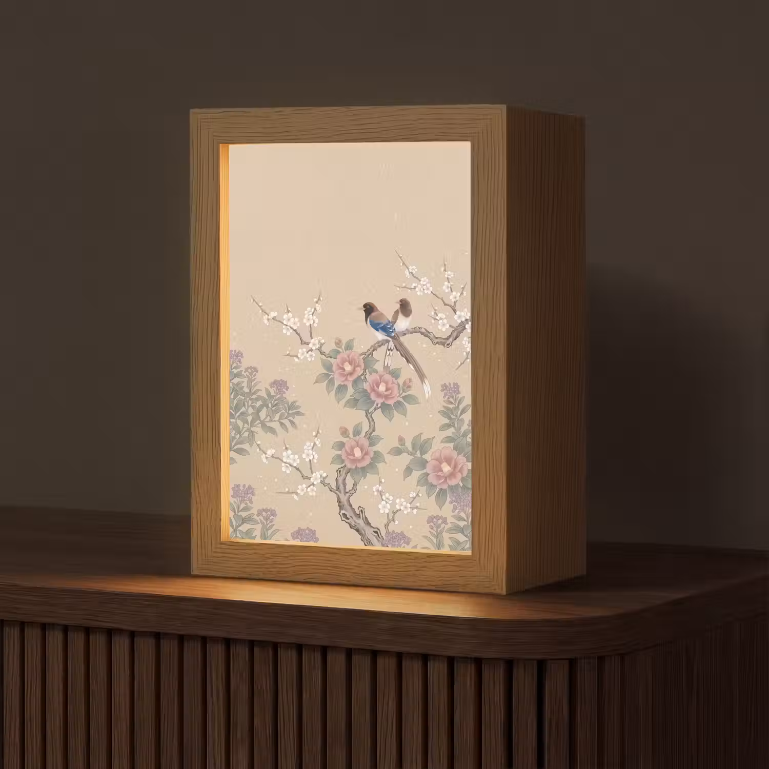 Bloemen - Vogels - Bloemen Light Box met kabel (Tafellamp) klein -z3d_website