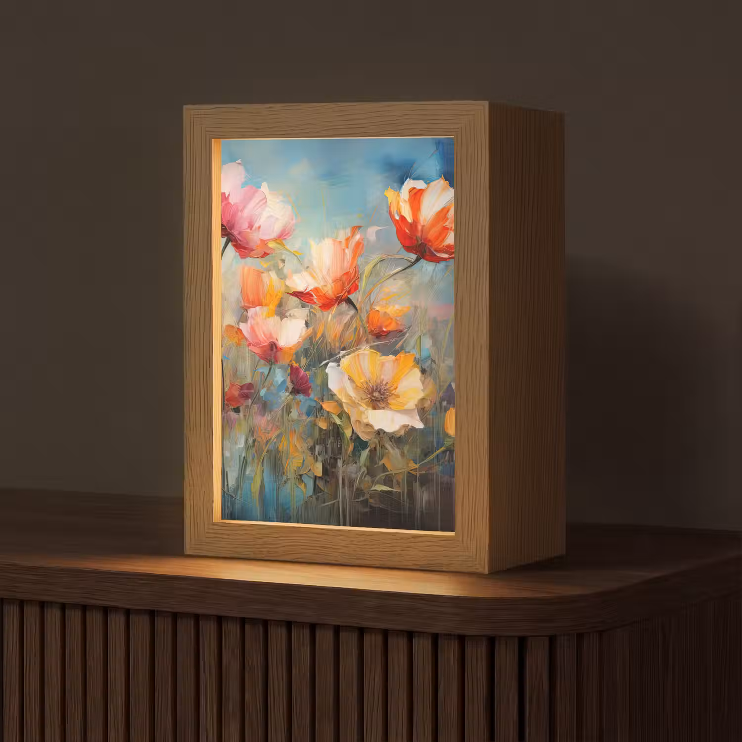 Bloemen - Watercolor - Kunst - Botanisch - Natuur Light Box met kabel (Tafellamp) klein -z3d_website
