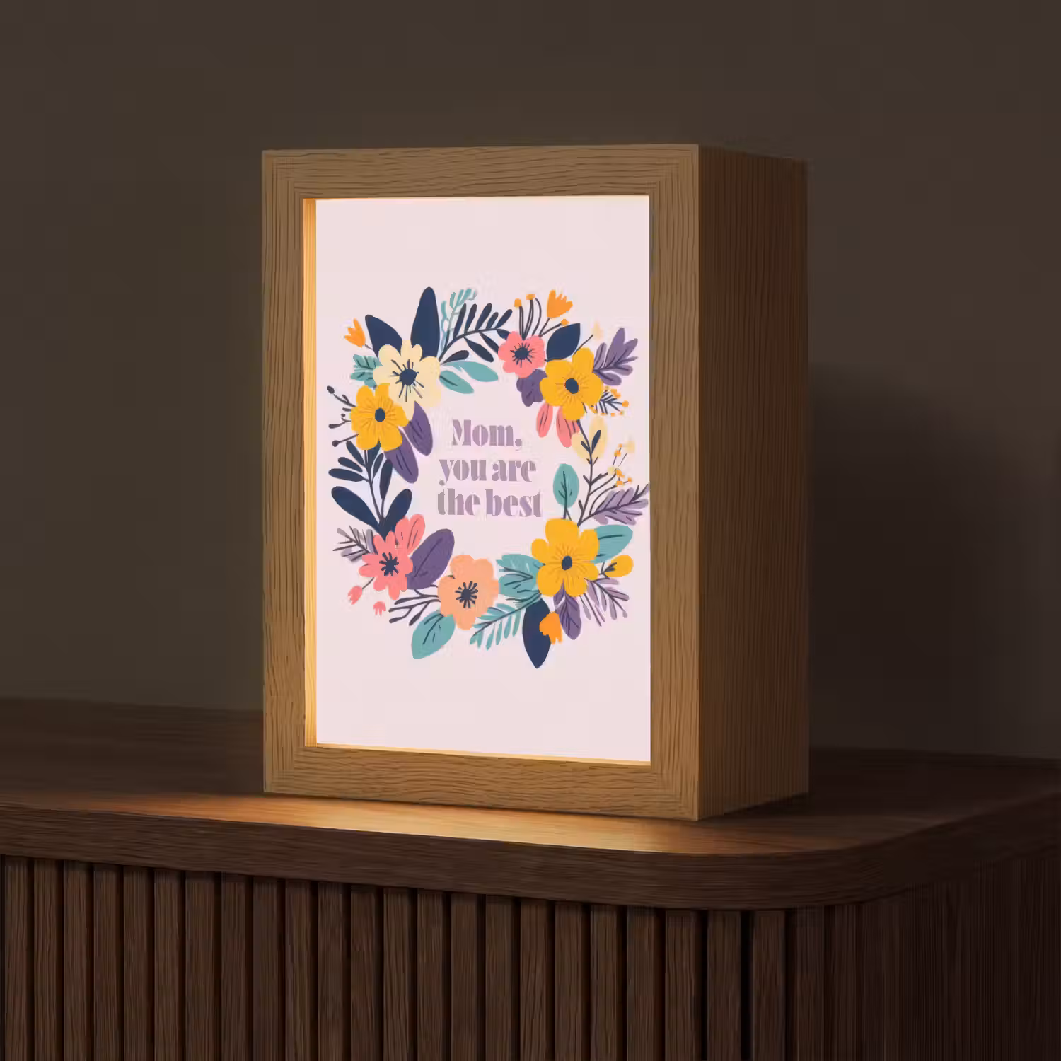 Bloemenkrans - Kleurrijk - Moeder Light Box met kabel (Tafellamp) klein -z3d_website