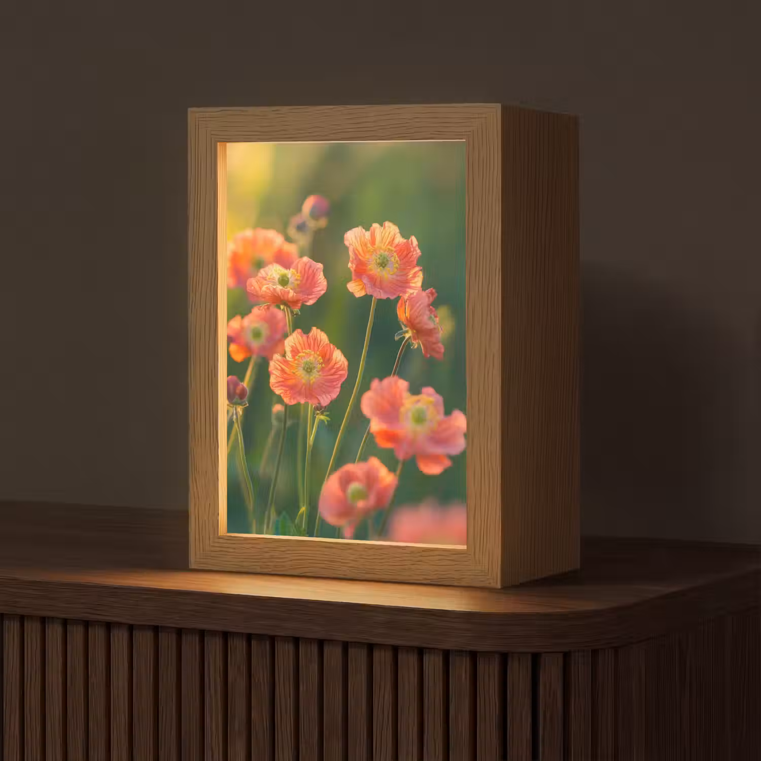Bloemenveld - Zonnestralen - Oranje Light Box met kabel (Tafellamp) klein -z3d_website